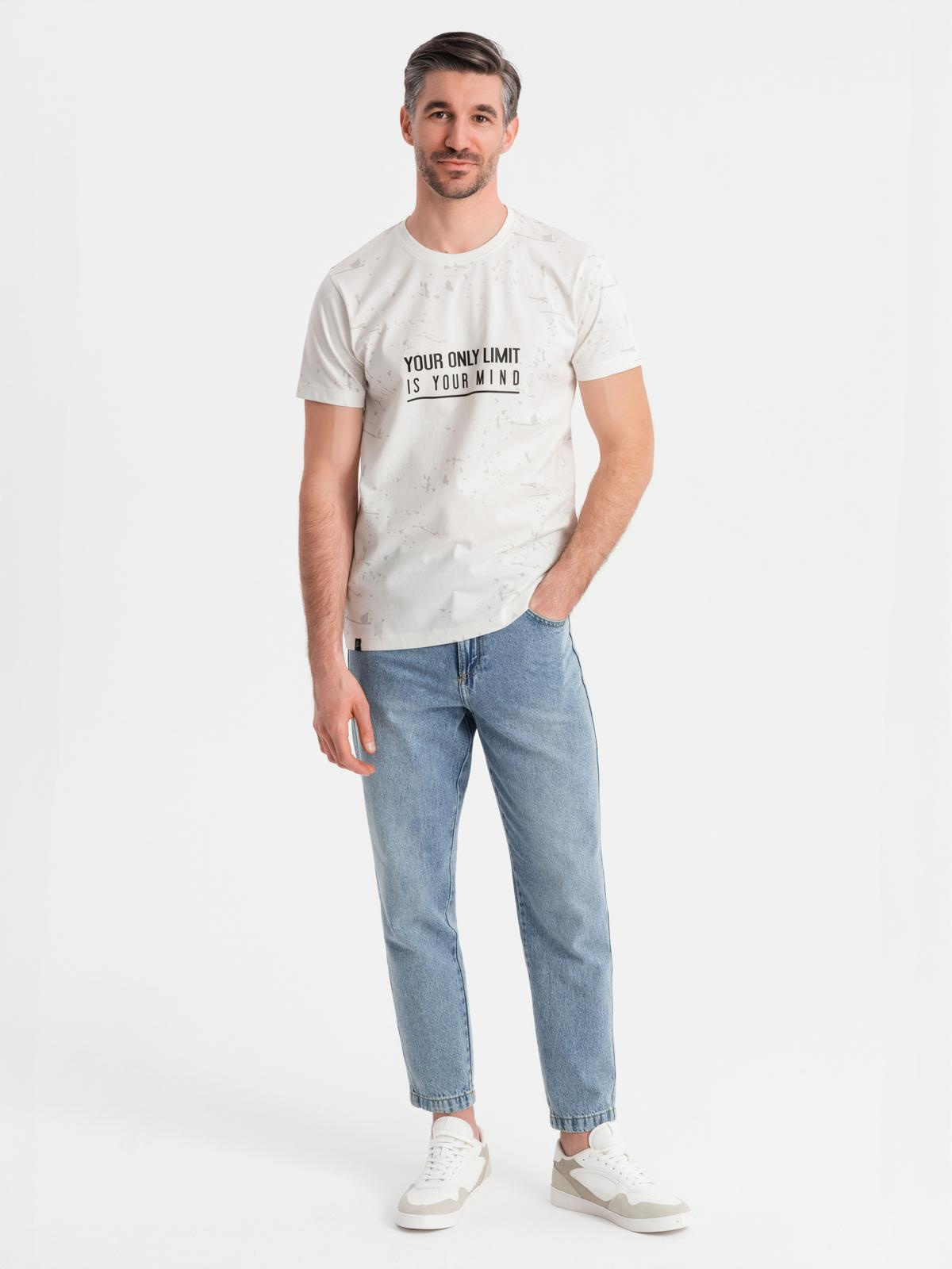 Ombre Men's printed t-shirt with round neckline - white