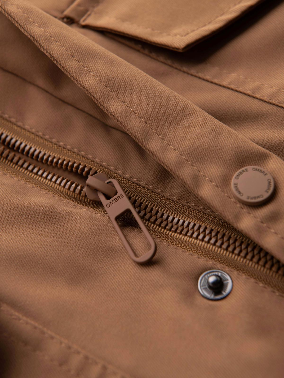 Ombre Men&#039;s lightweight jacket with pockets and high collar - brown