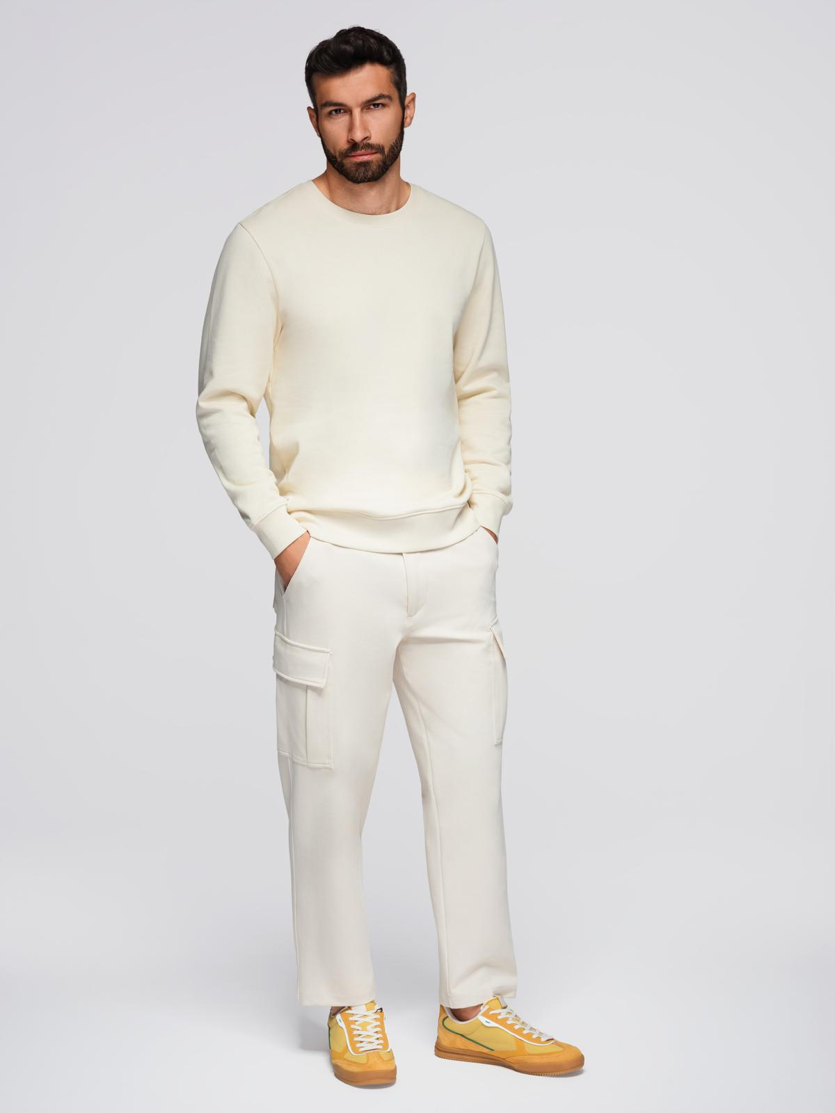 Ombre BASIC men&#039;s sweatshirt with round neckline - cream