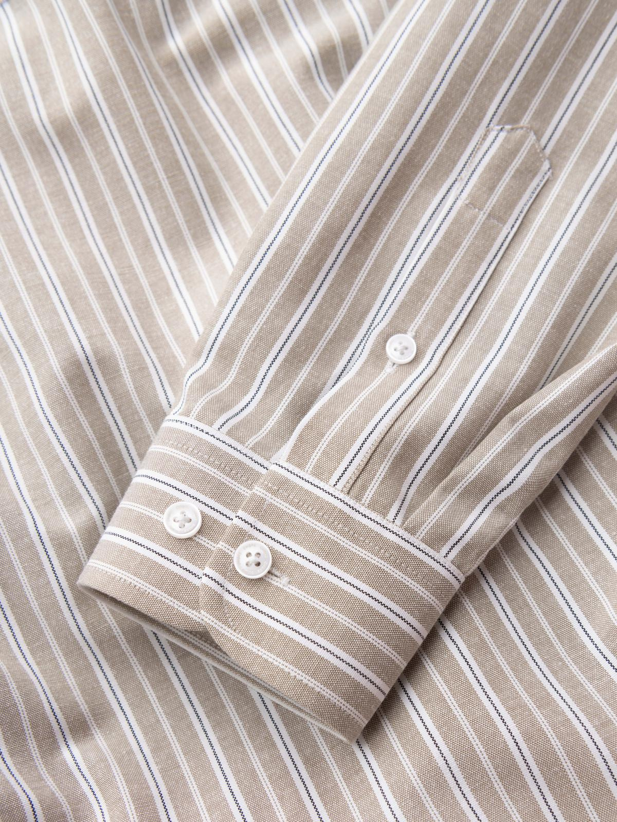 Ombre Men's cotton REGULAR FIT shirt with fine stripes - beige