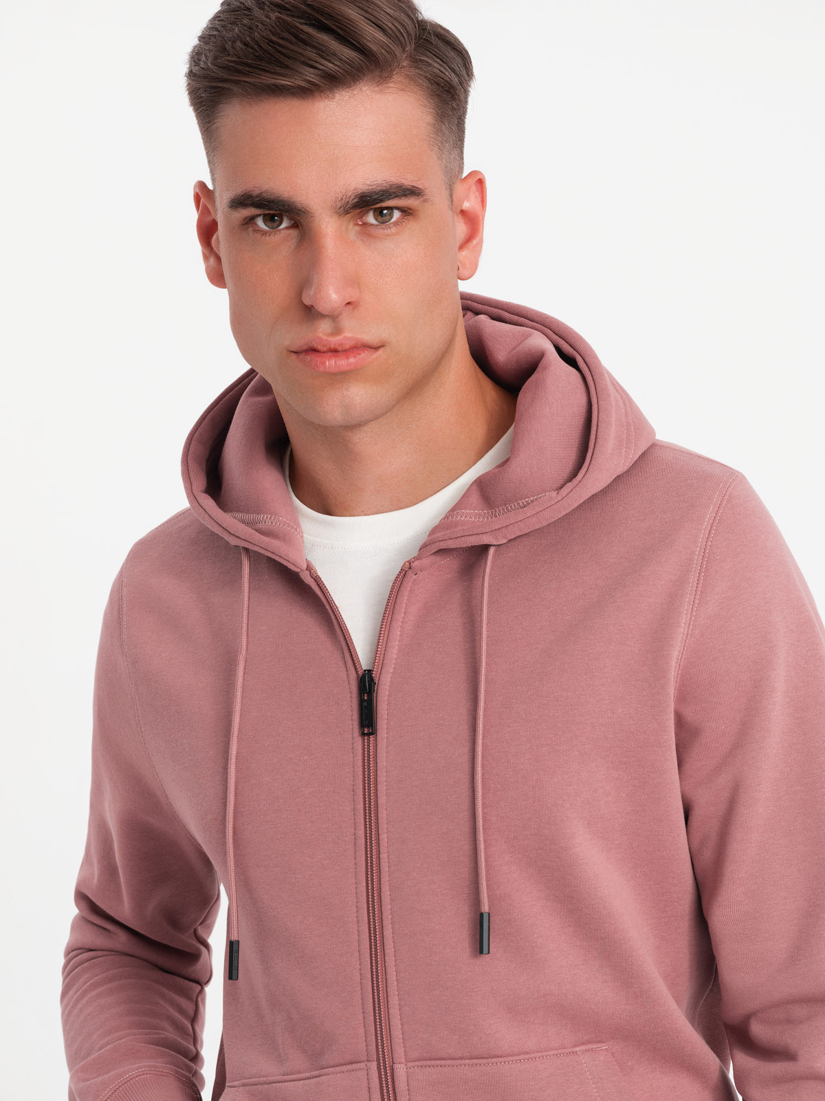 Ombre BASIC men&#039;s unbuttoned cotton sweatshirt - dark pink