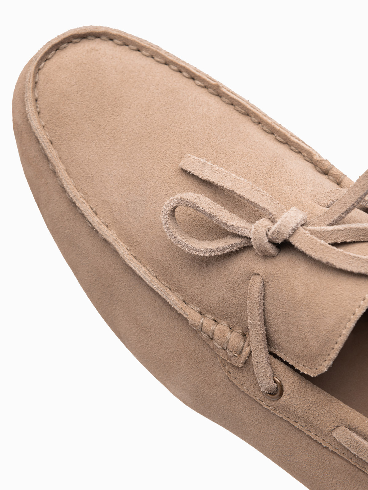 Ombre Men's leather moccasin shoes with thong and driver sole - beige