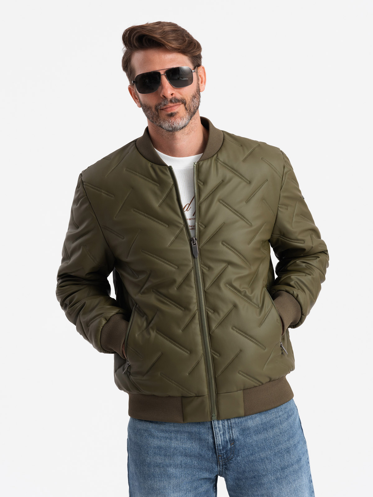 Ombre Men&#039;s embossed bomber jacket - olive