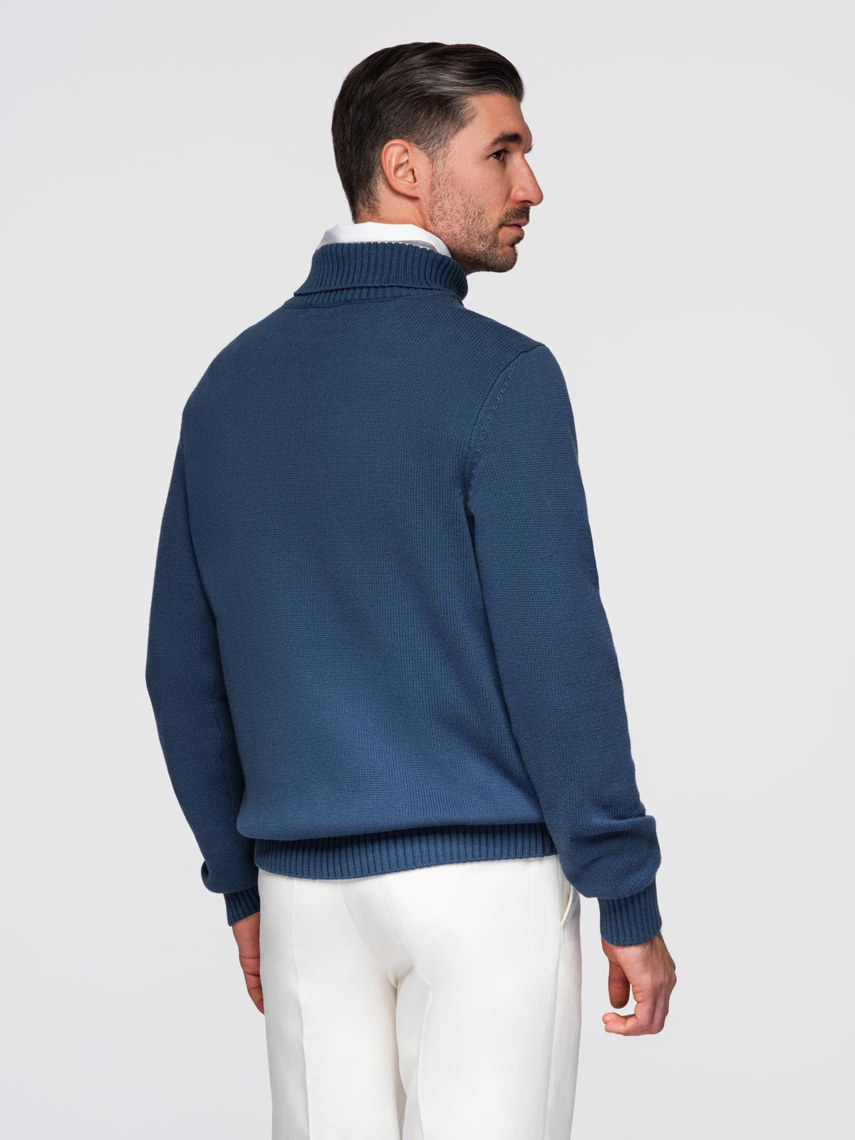 Ombre Men's turtleneck knit sweater - dark blue