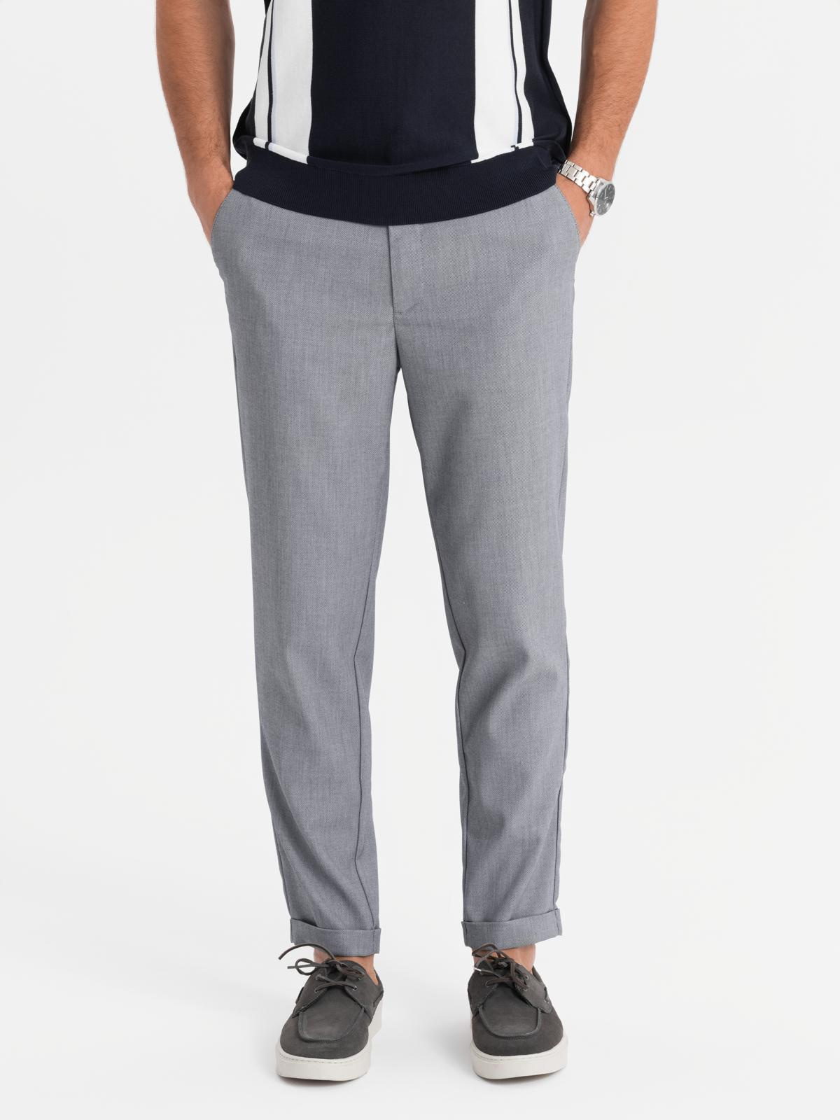 Ombre Men&#039;s REGULAR FIT chino pants with elastic waistband - gray