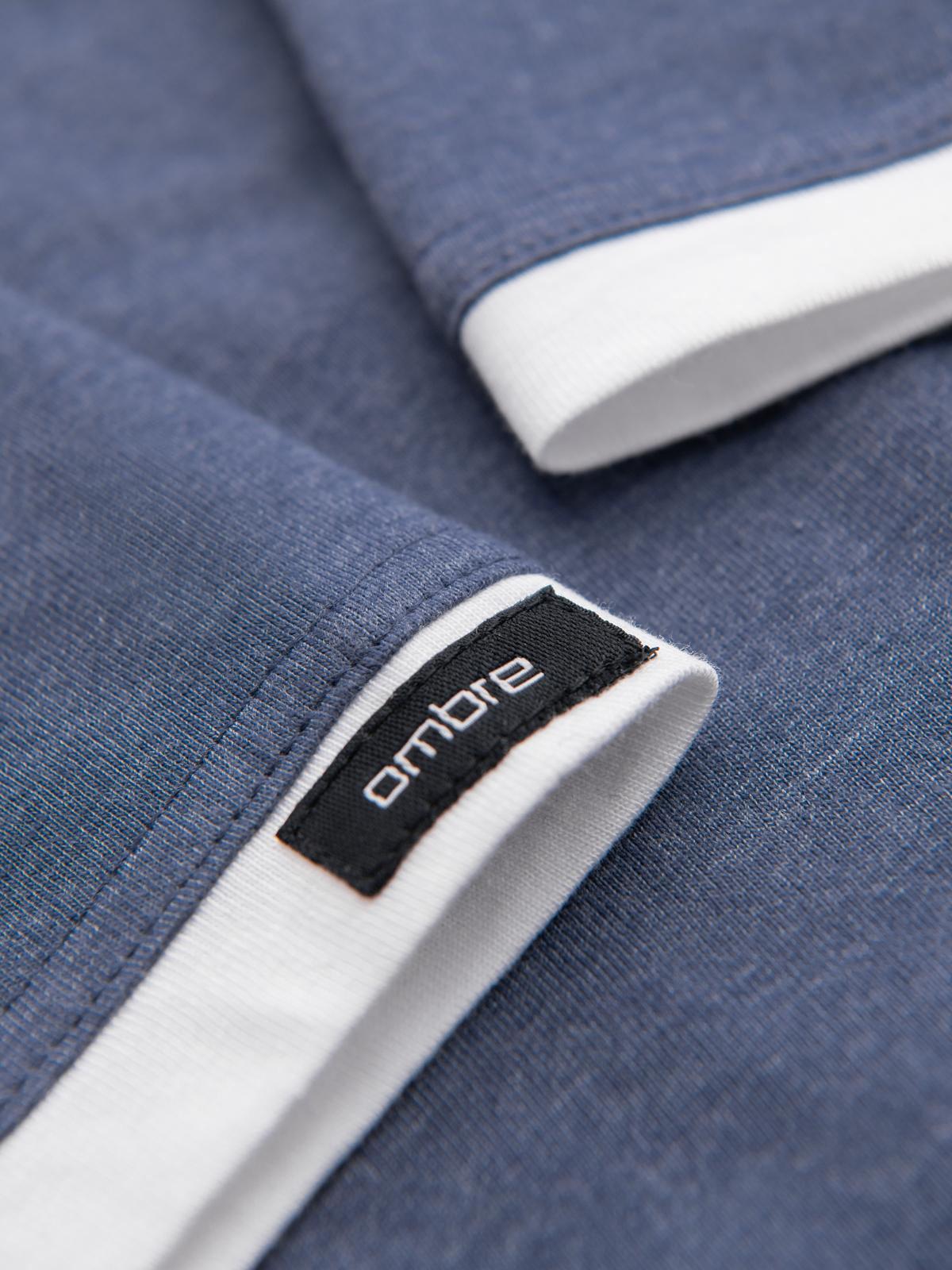 Ombre Men's hooded cotton t-shirt - dark blue melange