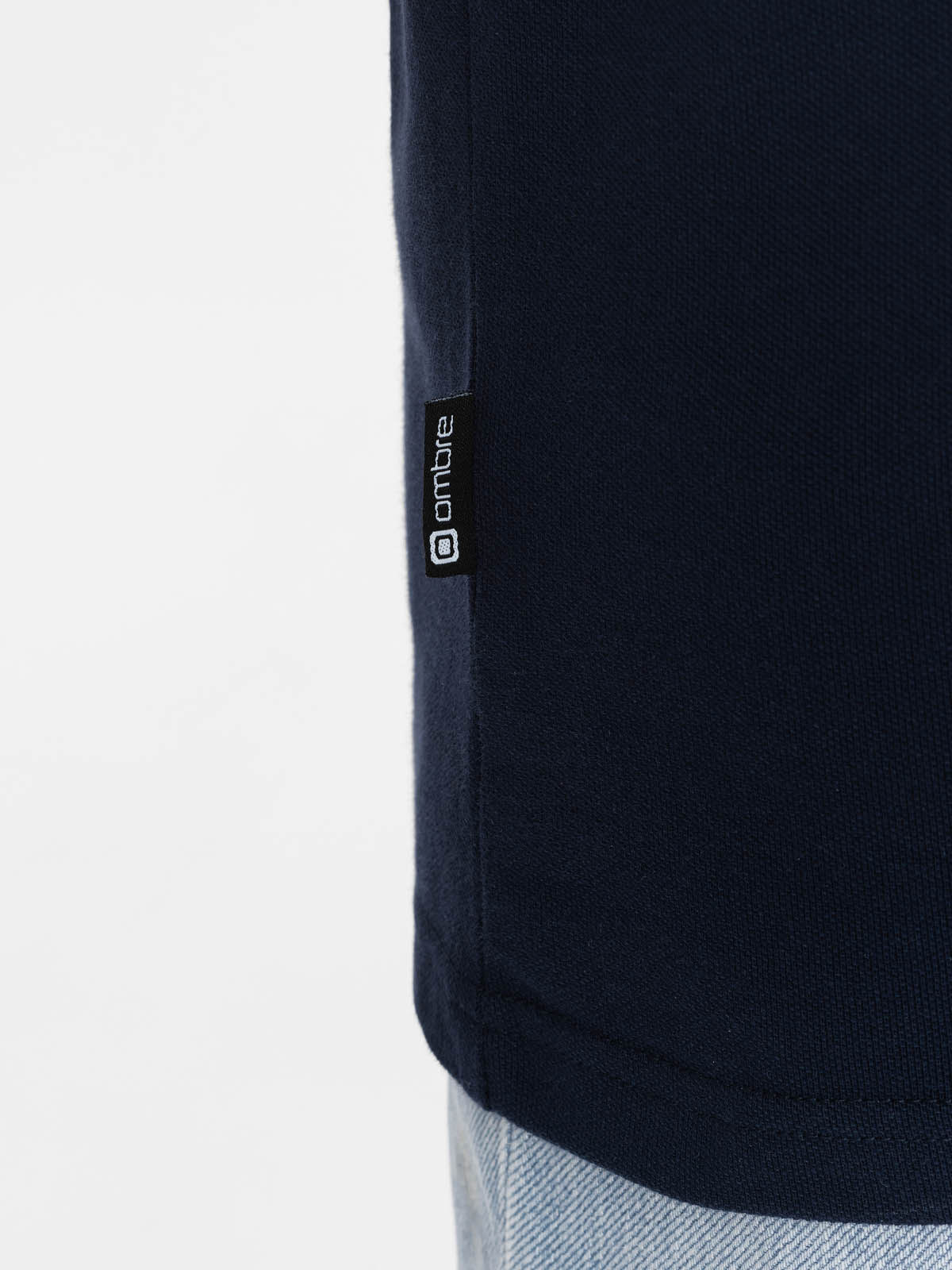 Ombre Fitted men's polo shirt with two-tone stripes - navy blue