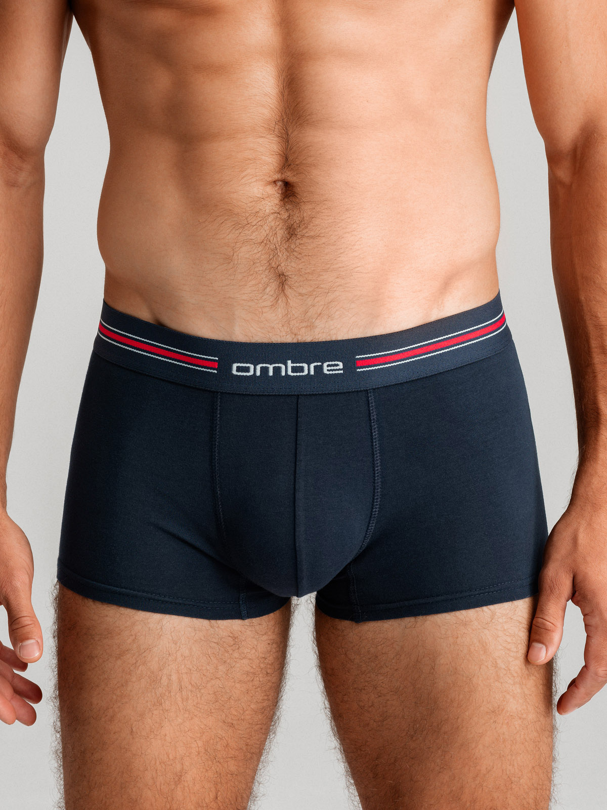 Ombre Classic fit men&#039;s boxer shorts with striped elastic band - 3 pack mix OM-UNBO