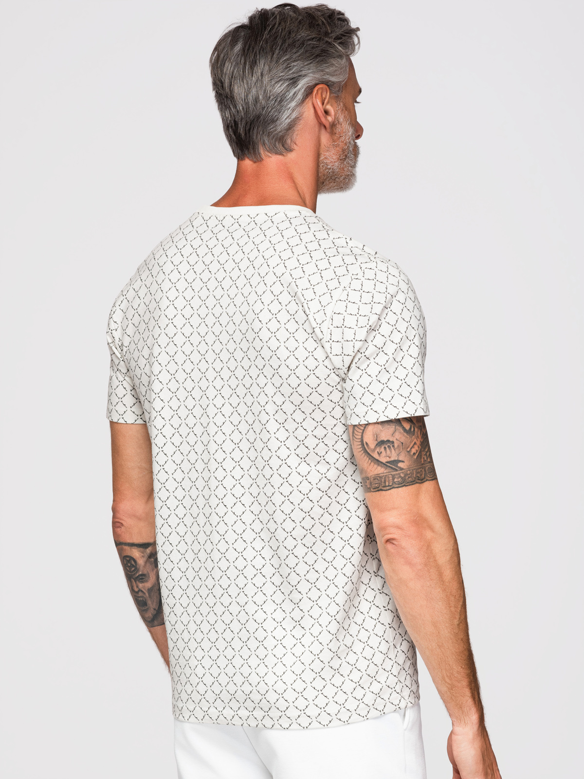Ombre Men's full print knit shirt - white