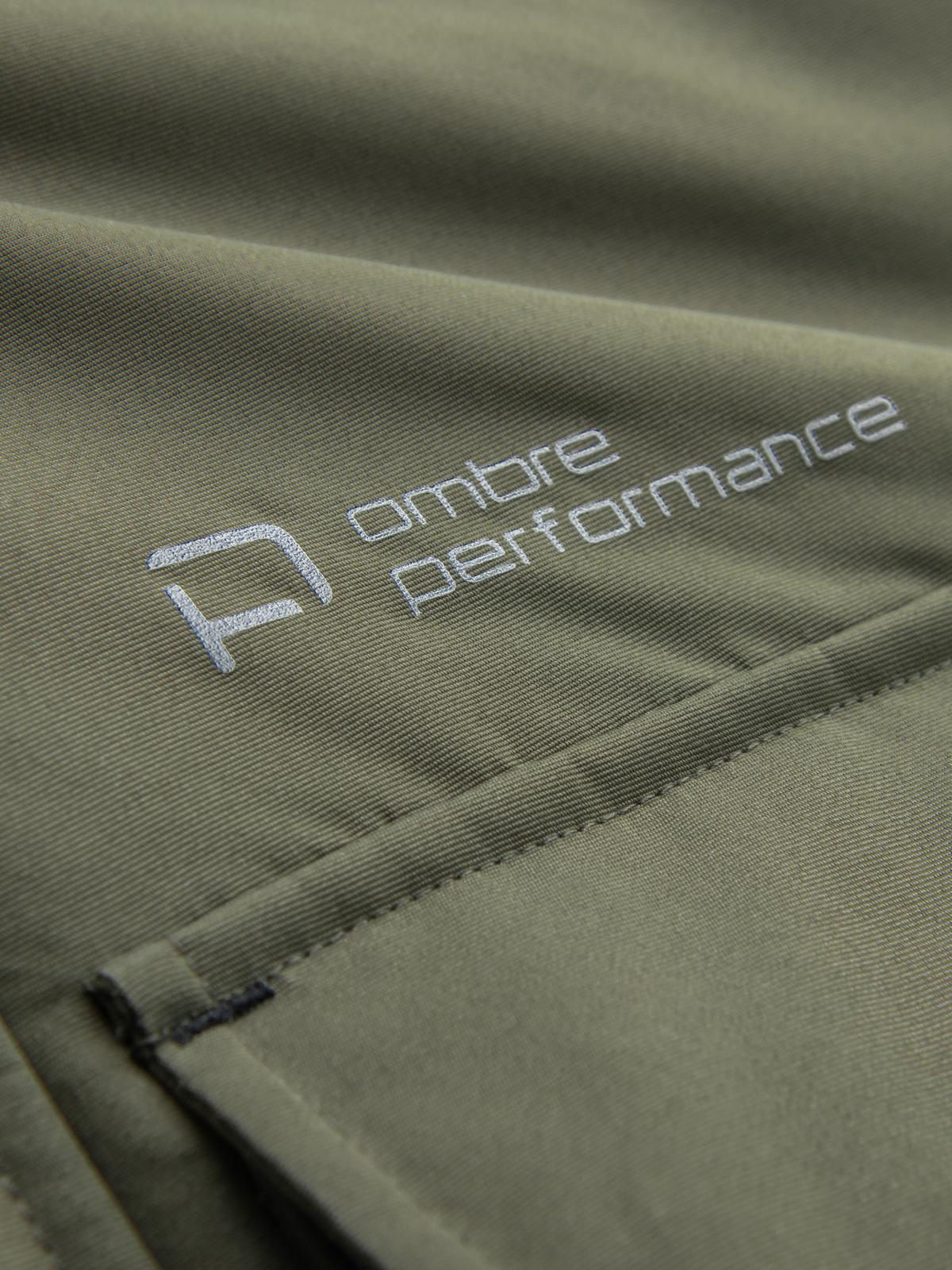 Ombre Men's insulated long jacket with reflective elements - olive