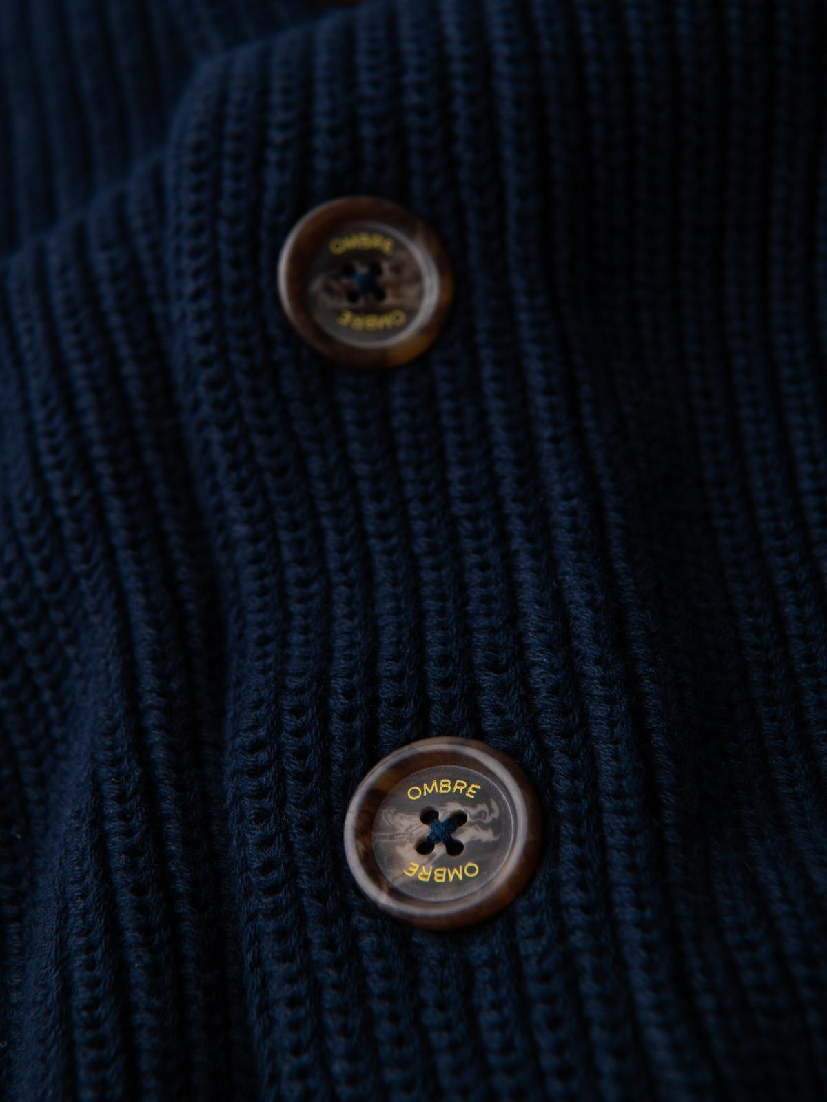 Ombre Men's cotton cardigan sweater with shawl collar - navy blue