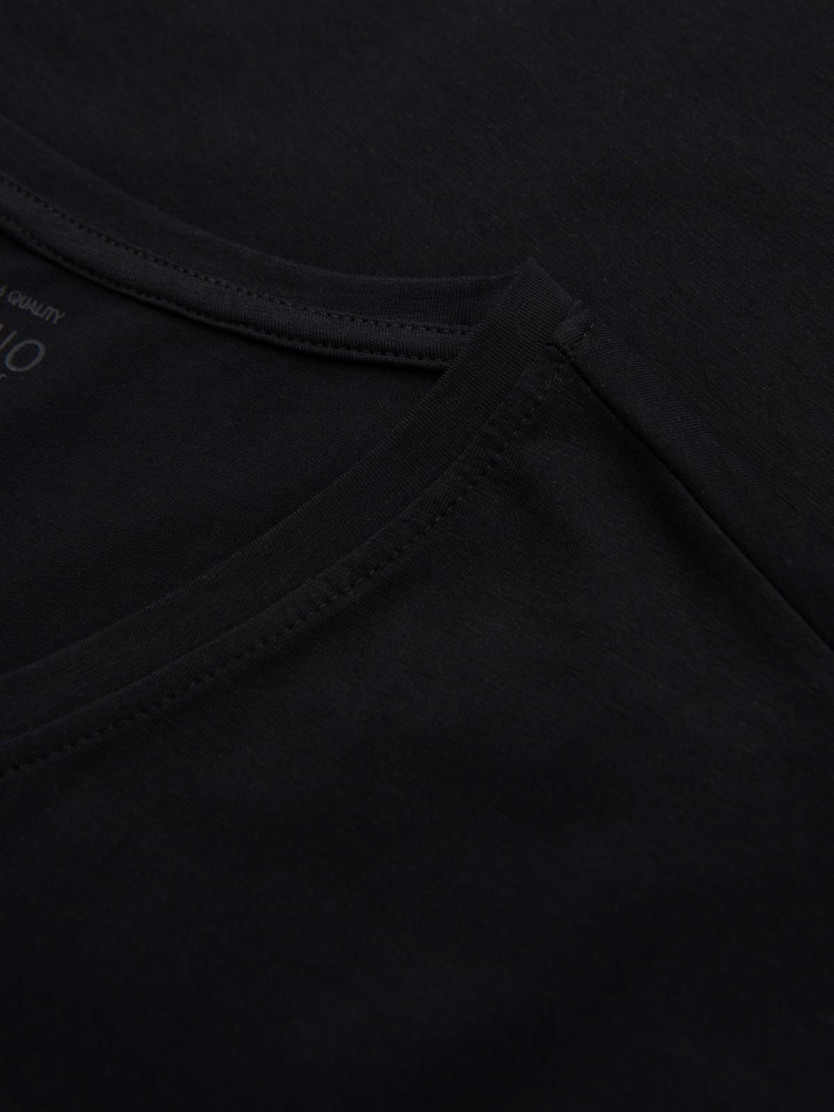 Ombre men's V-neck SLIM FIT ongsleeve with elastane and print - black