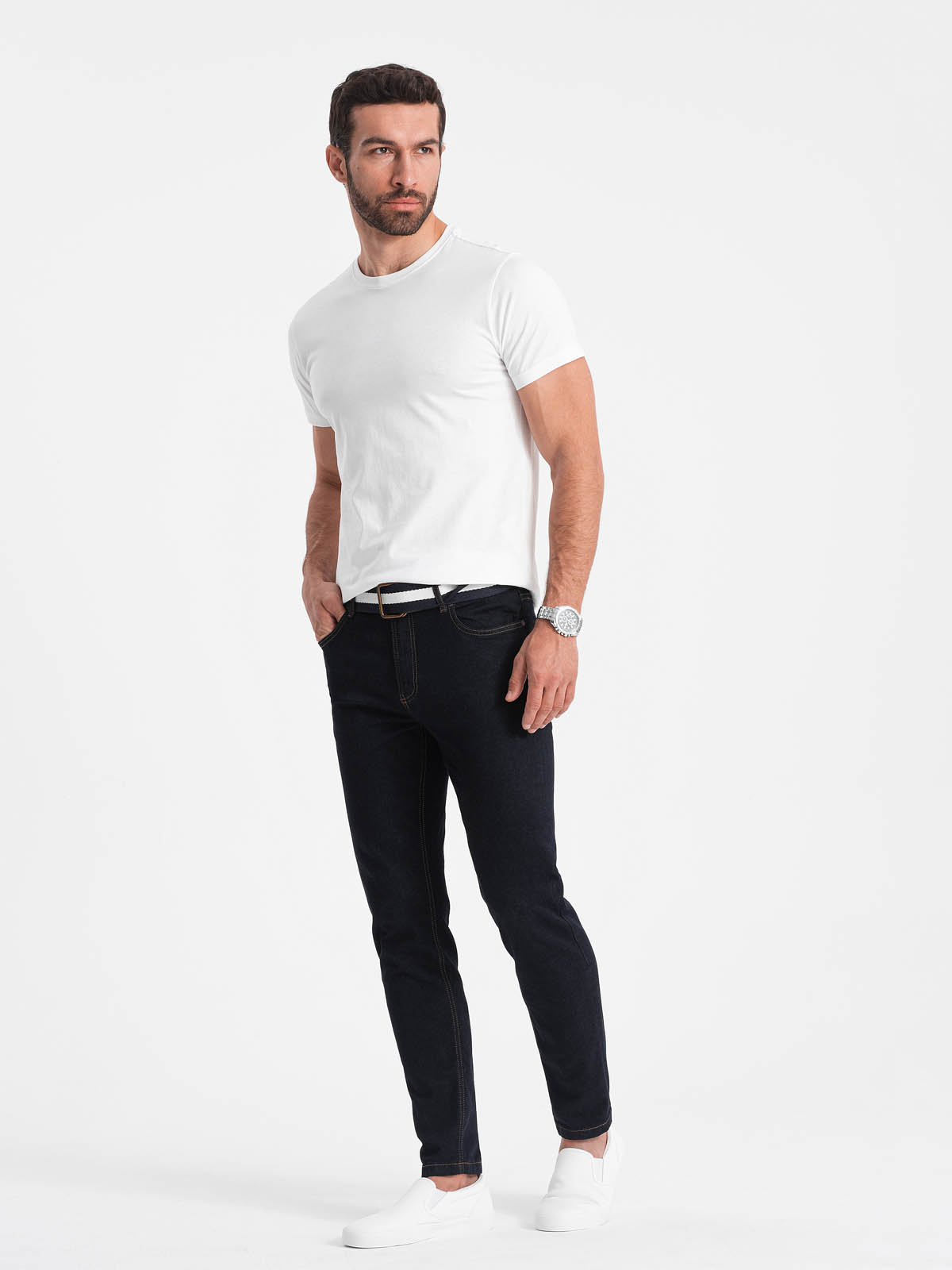 Ombre Men's BASIC classic cotton T-shirt - white