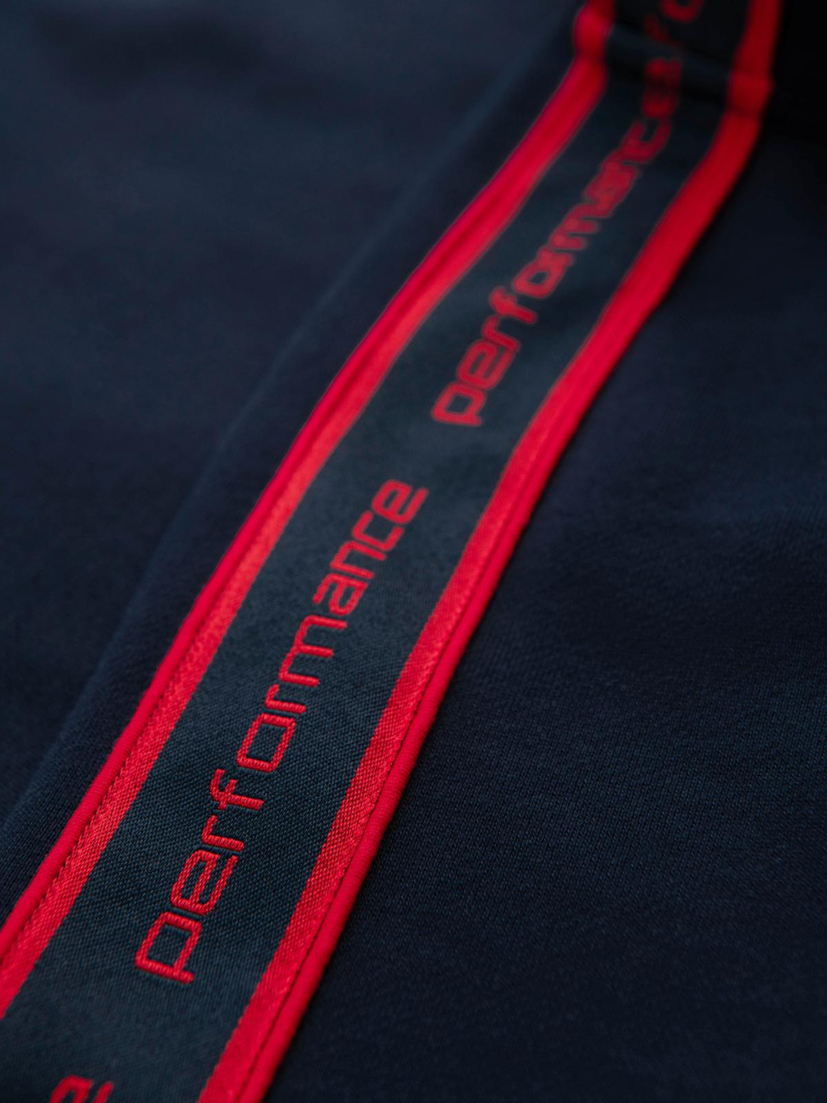 Ombre Men's unbuttoned sweatshirt with piping and high collar - navy blue