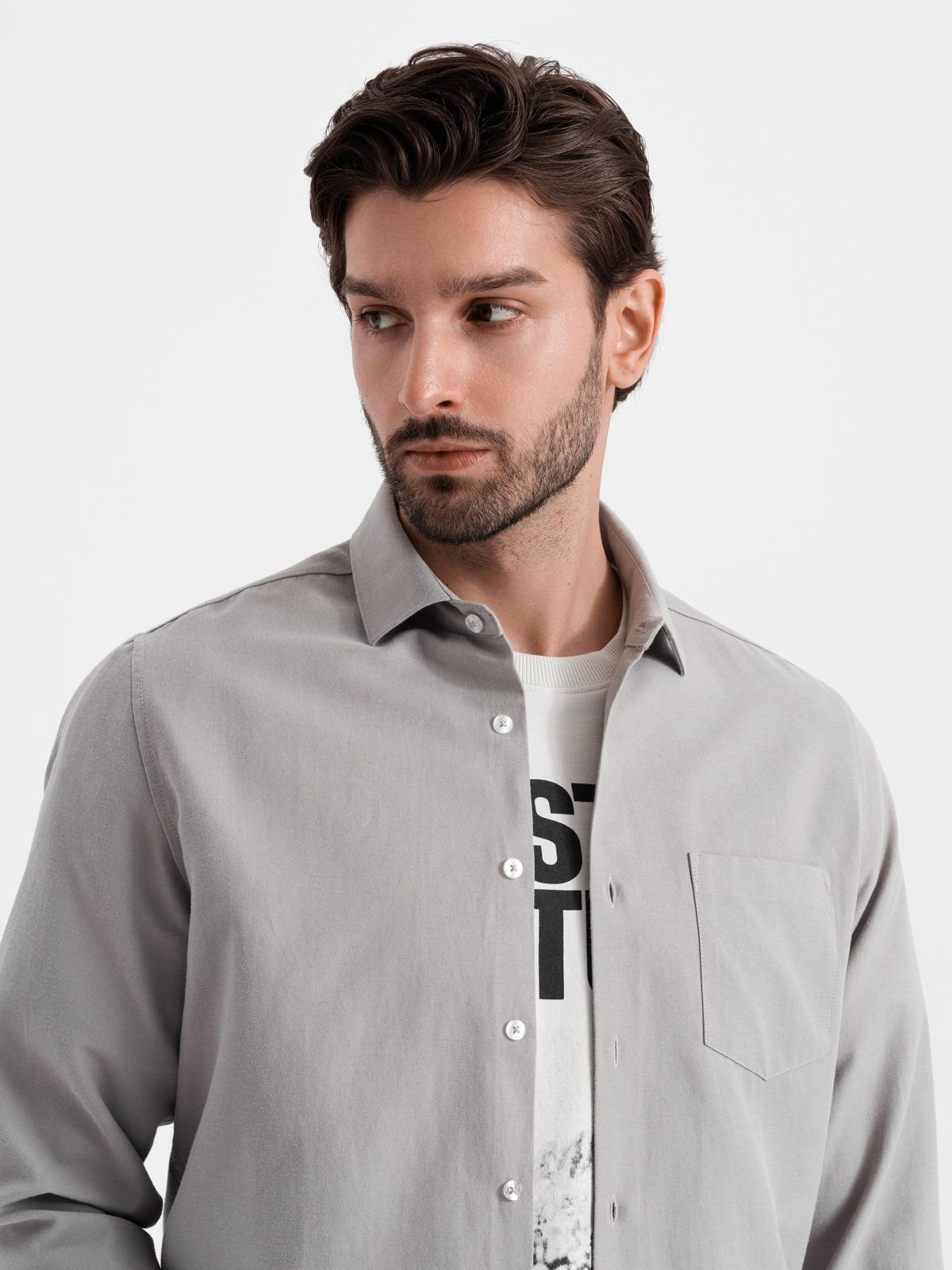 Ombre Men's REGULAR FIT shirt with pocket - gray