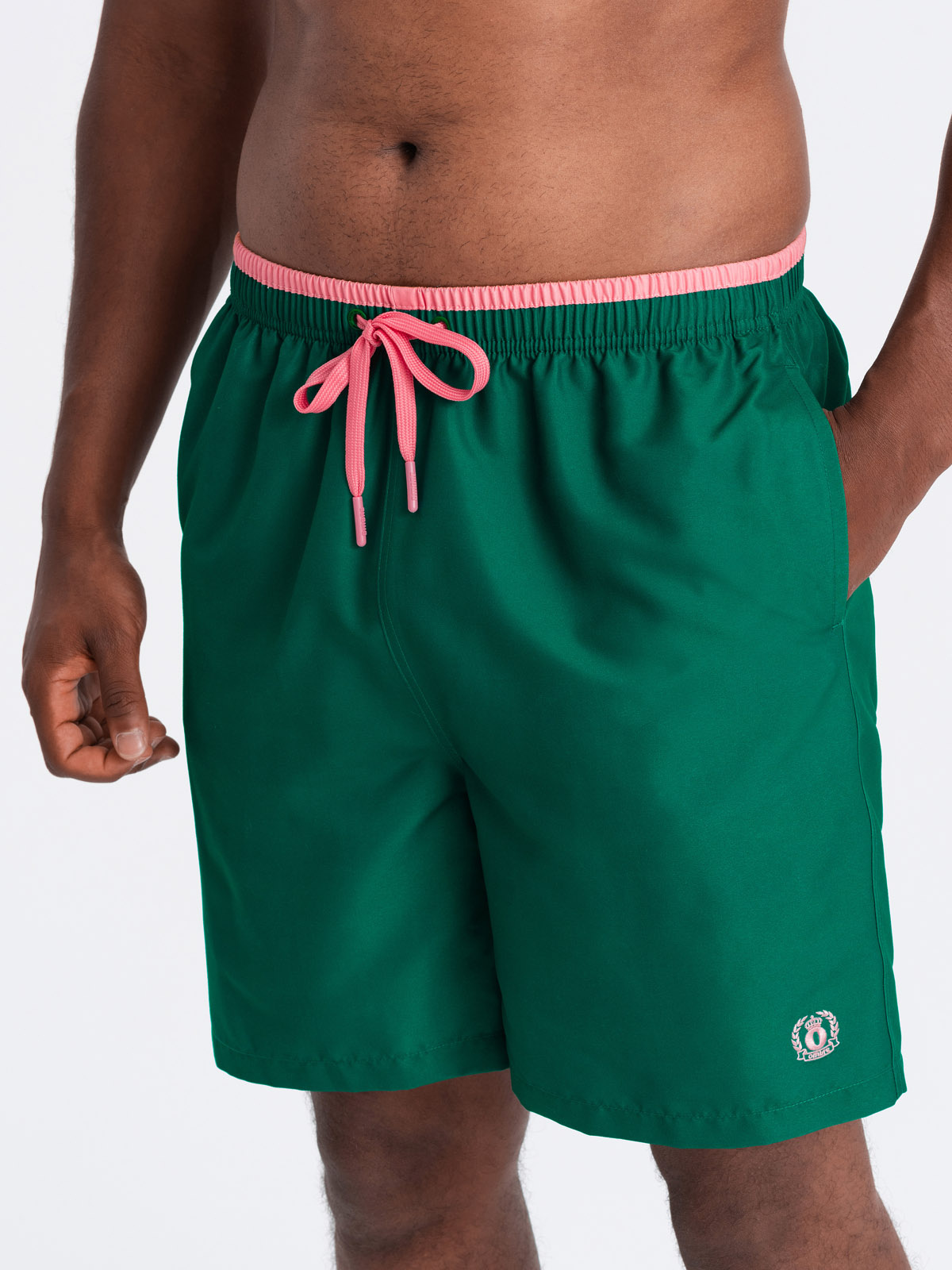 Ombre Men's Two-tone Ribbed Swim Shorts - Dark Green