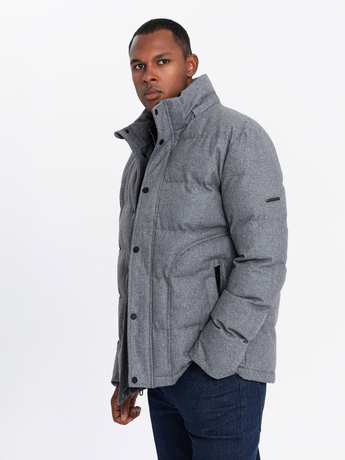 Ombre Men's lightweight jacket with mesh lining and hood - grey