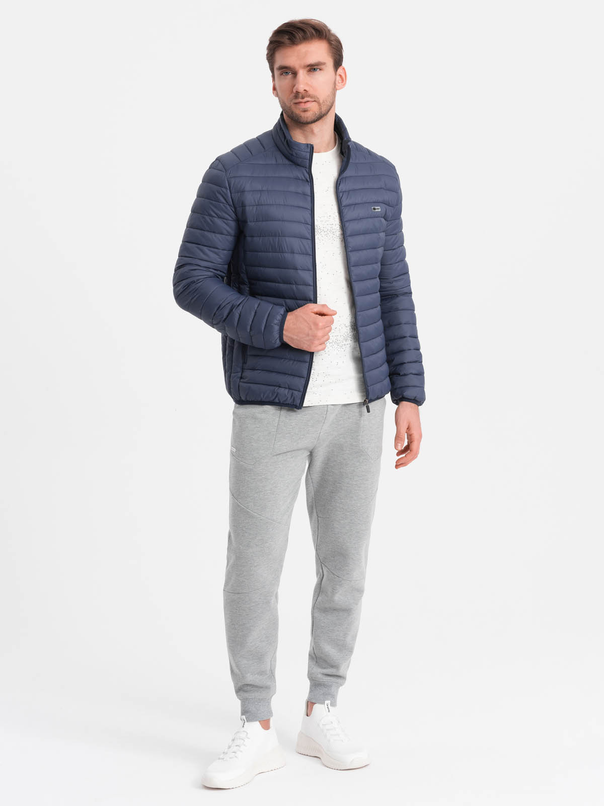 Ombre Men's quilted bagged jacket - navy blue