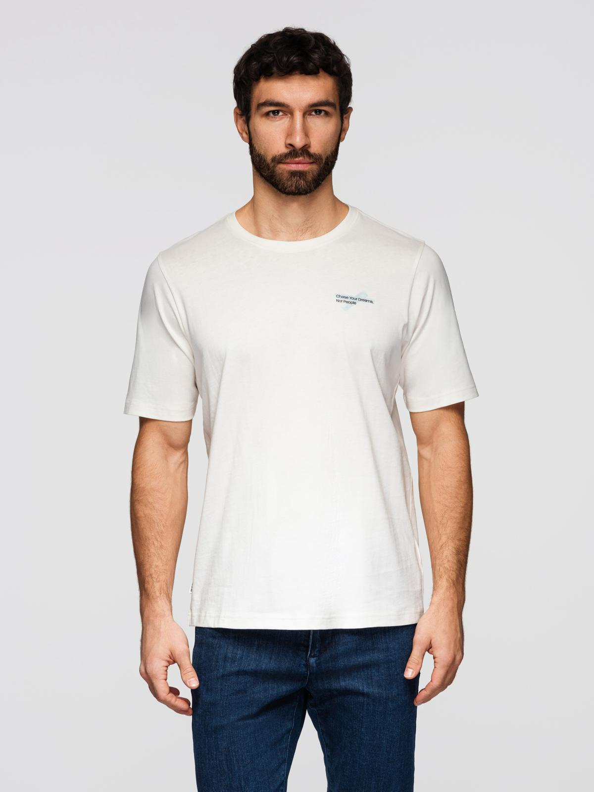 Ombre Men's cotton t-shirt with double printed logo - white