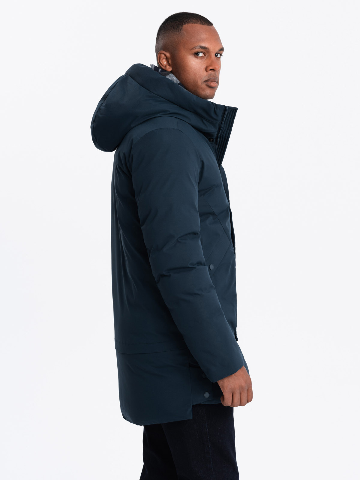 Ombre Men&#039;s long seasonal outdoor style jacket - navy blue