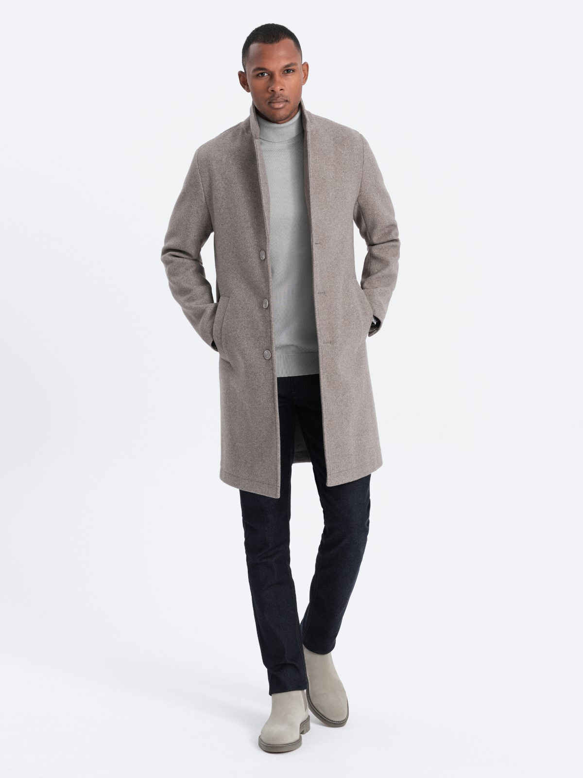 Ombre Men&#039;s lightweight single-breasted coat - light brown