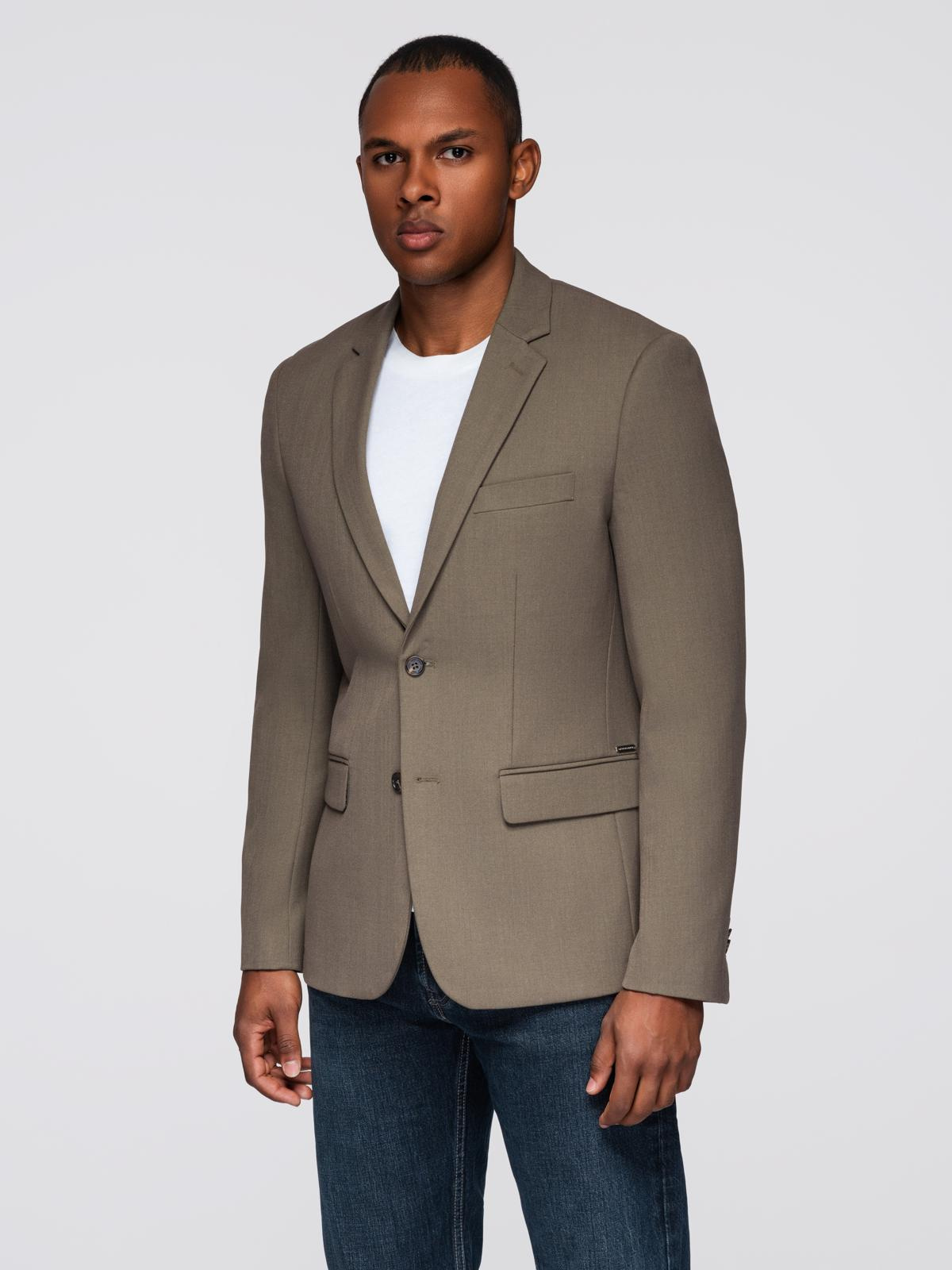 Ombre Men&#039;s elegant SLIM FIT jacket with rayon - olive