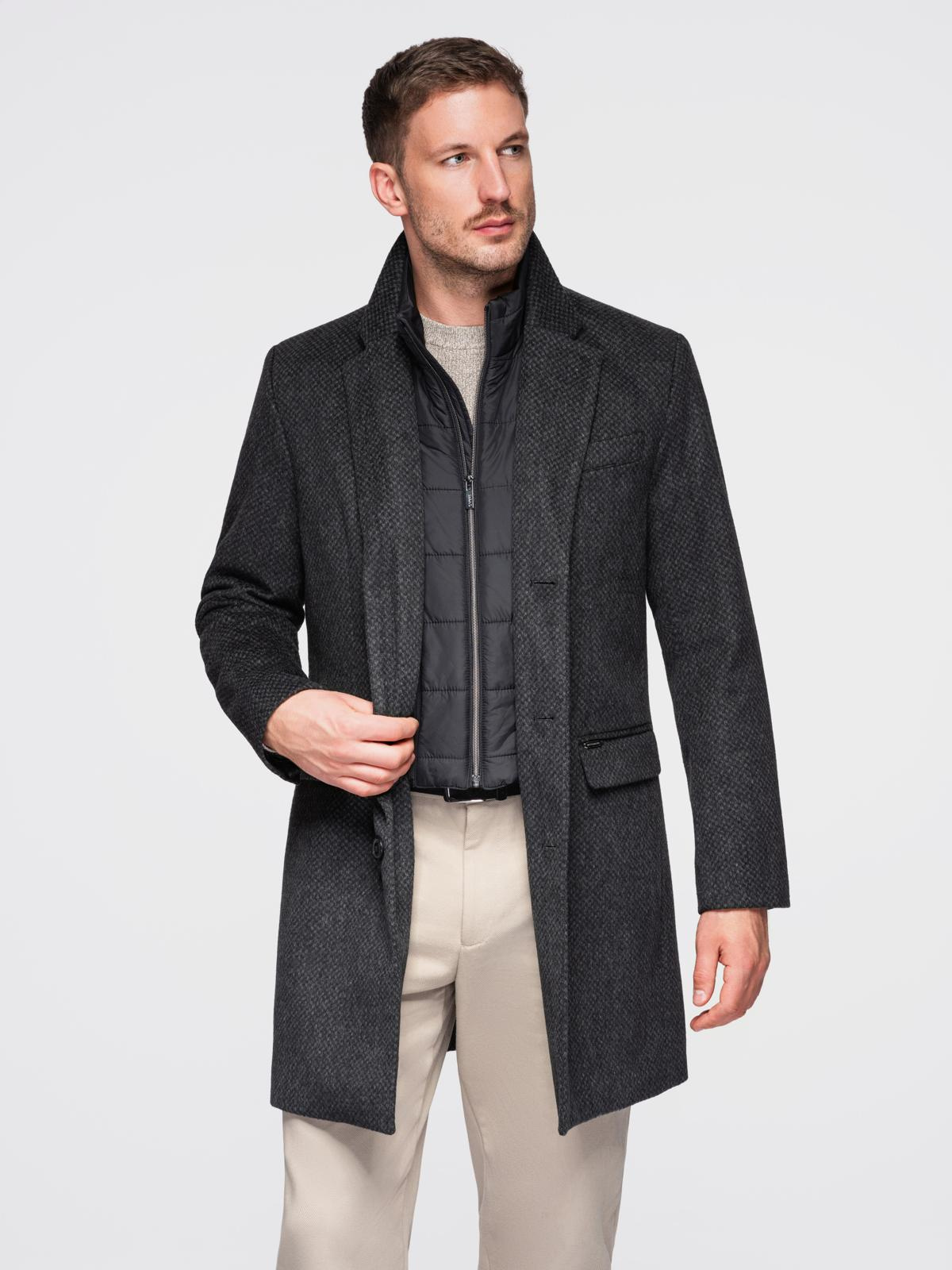 Ombre Unbuttoned men&#039;s wool blend coat - graphite