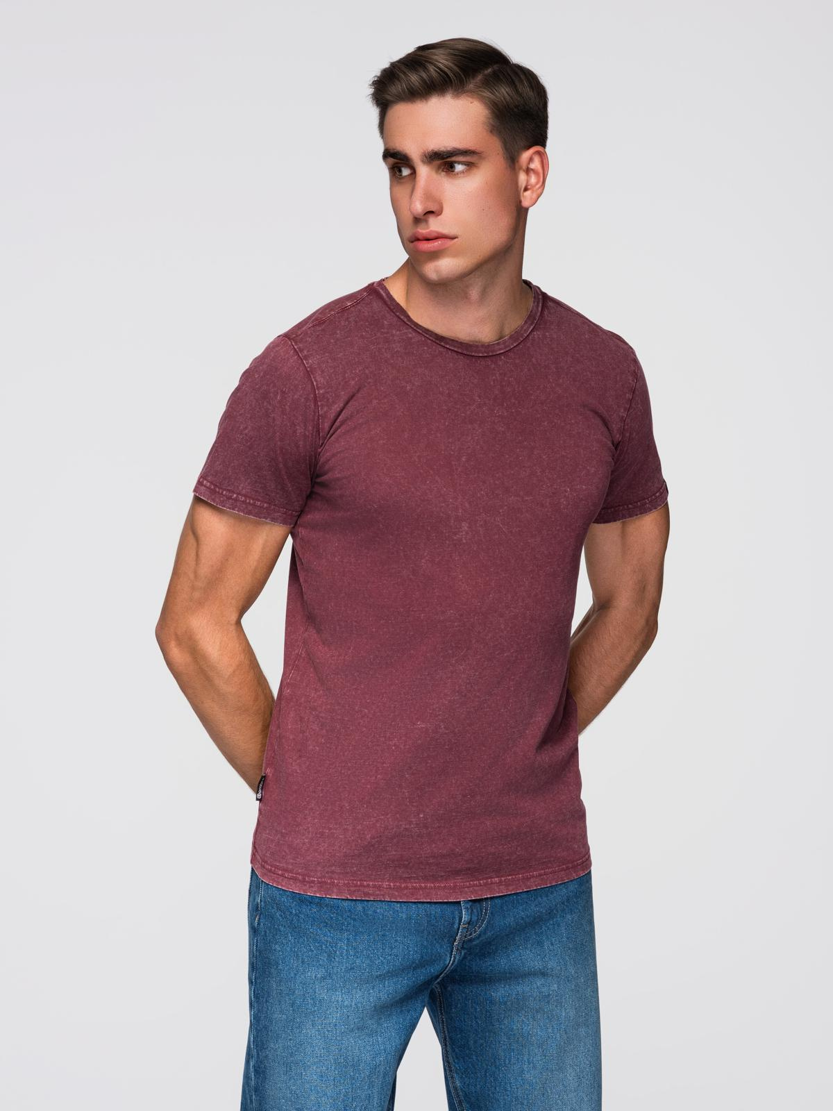 Ombre Men's T-shirt with wash effect - burgundy