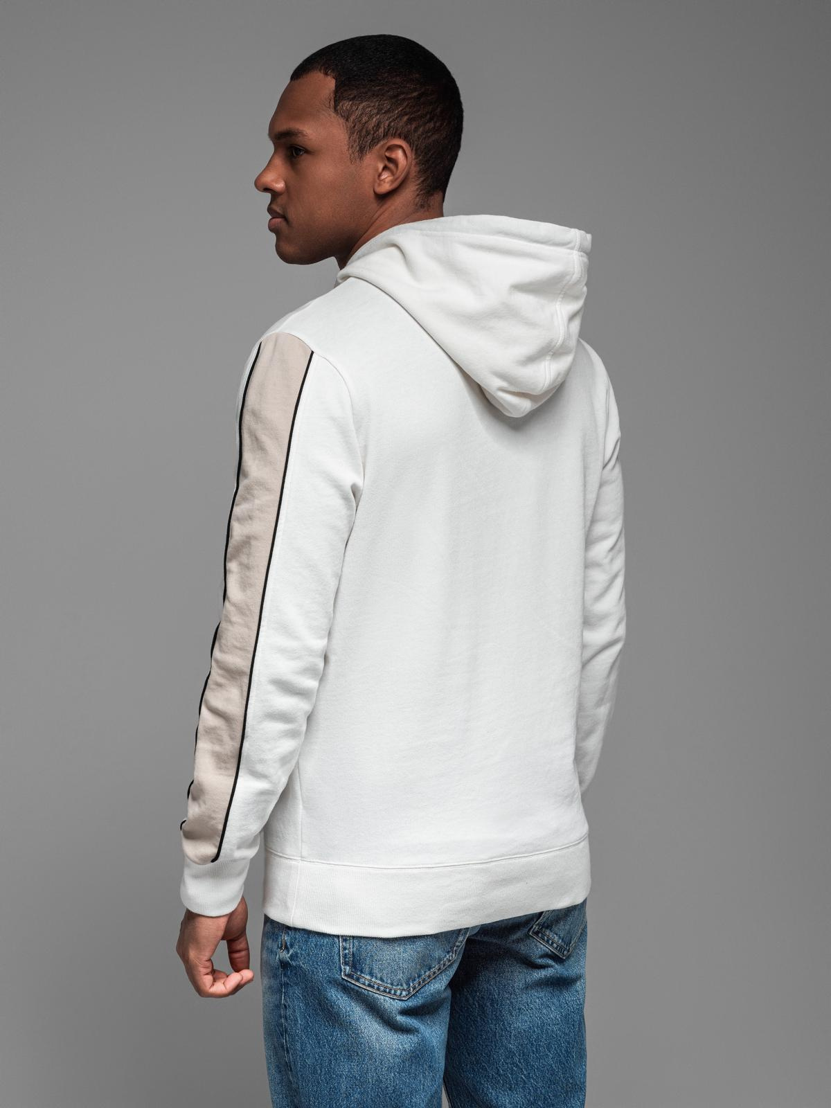 Ombre Men's cotton hoodie with contrasting elements - white