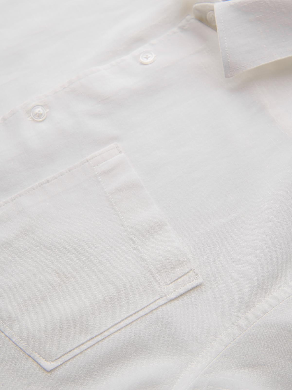 Ombre Men's short-sleeved linen-cotton shirt with pocket - broken white
