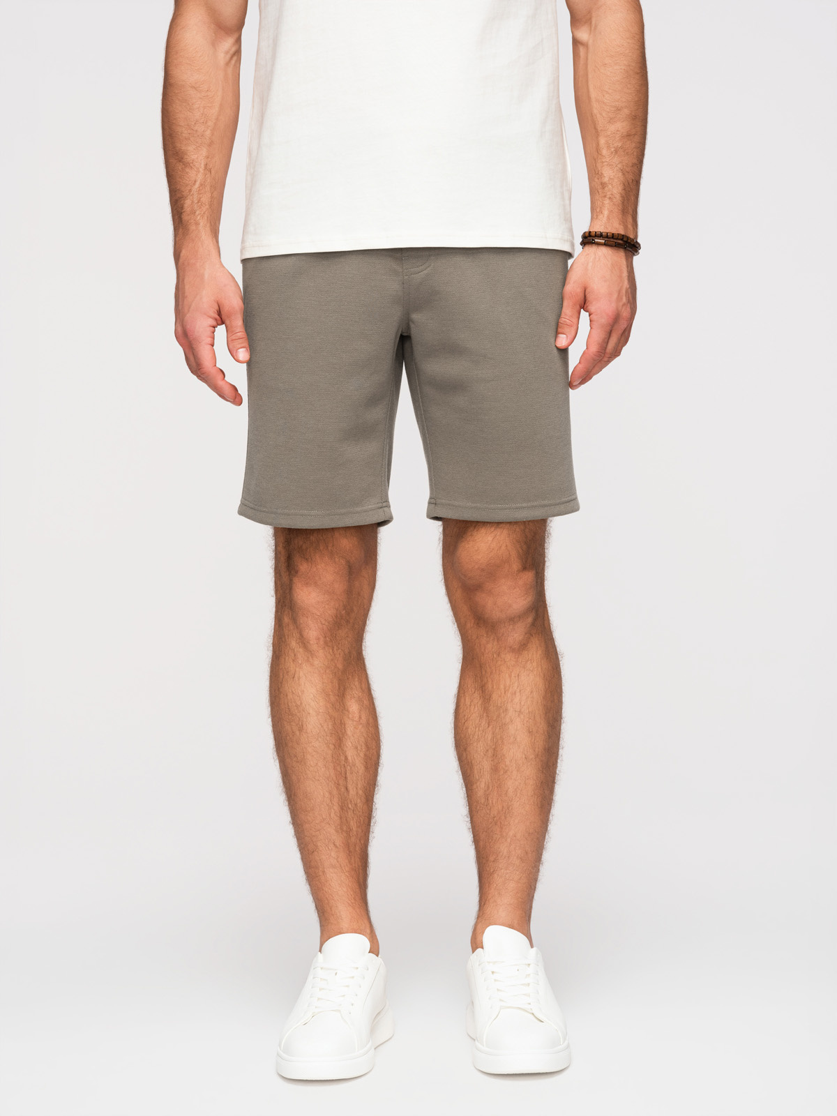 Ombre pánske štruktúrované šortky - khaki
