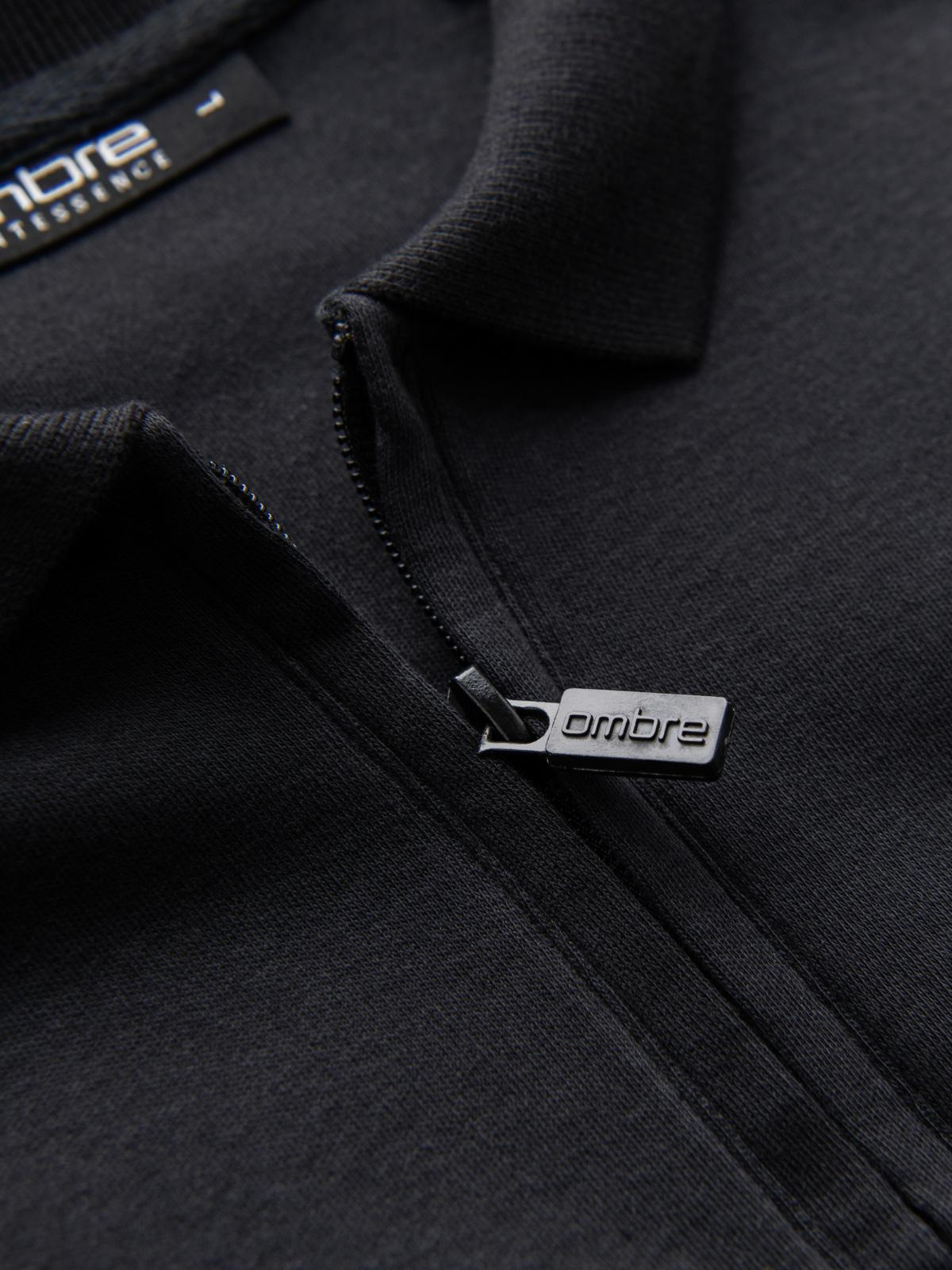 Ombre Men's longsleeve with zippered polo collar - black