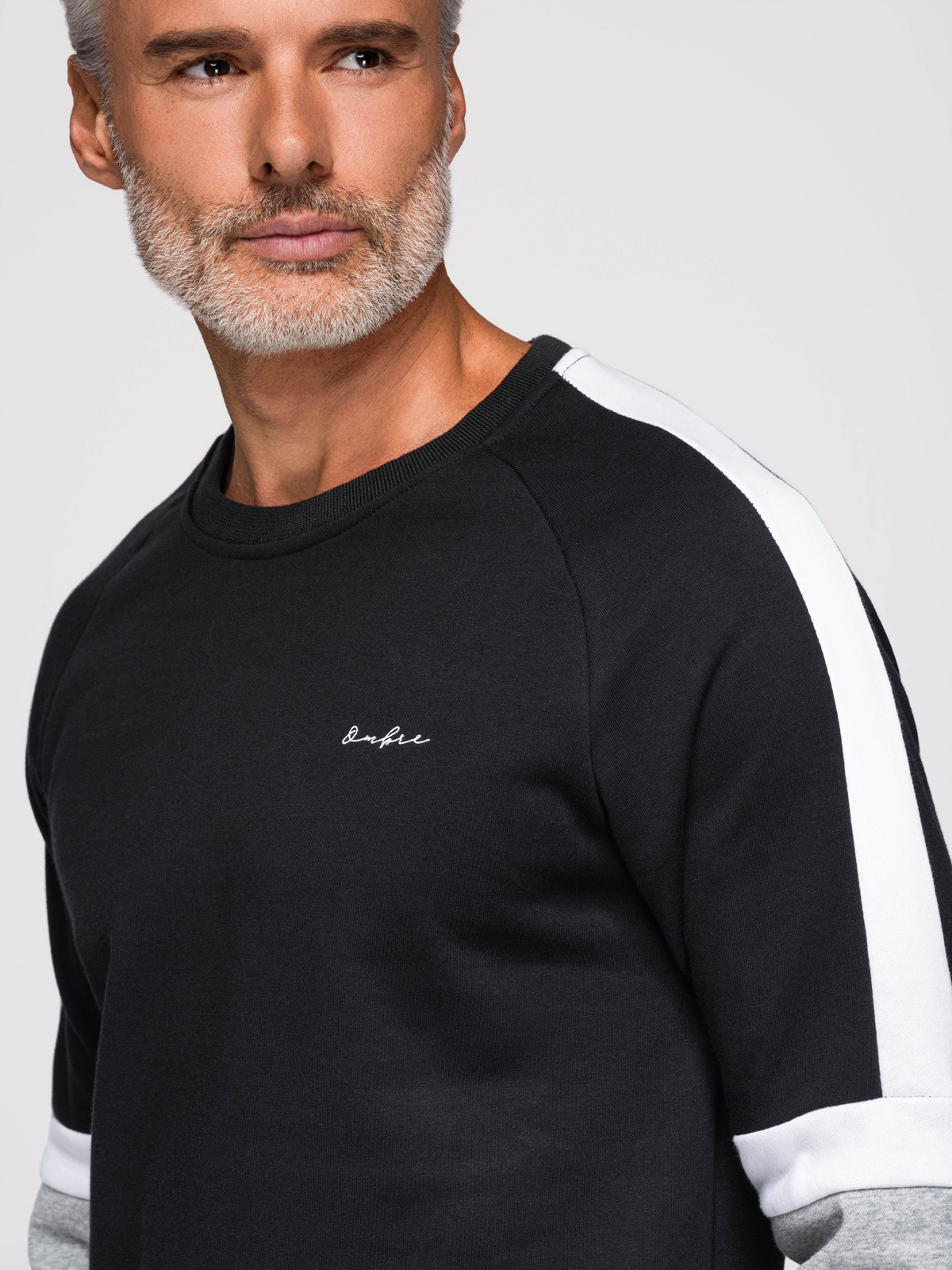 Ombre Tri-color men's sweatshirt with raglan sleeves - black
