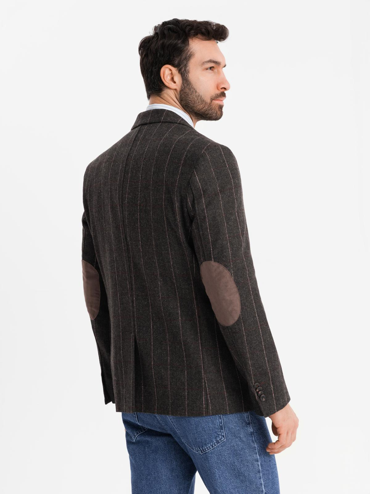 Ombre Men&#039;s elegant plaid blazer with wool blend - graphite
