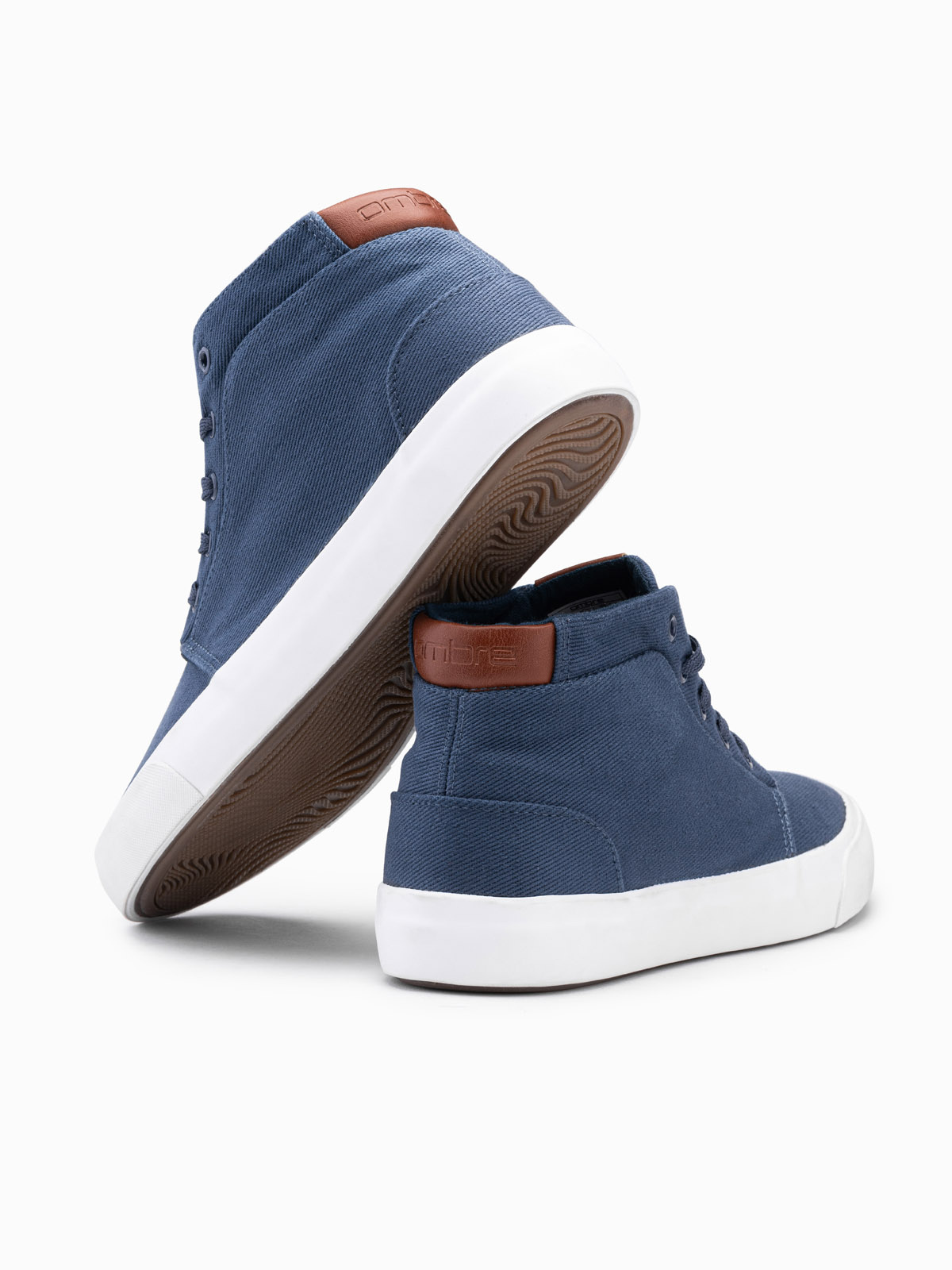Ombre Men&#039;s high-top sneakers in cotton canvas - dark blue