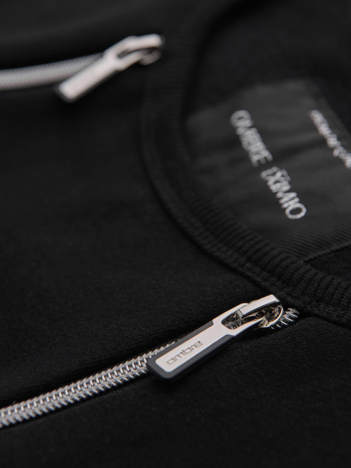 Ombre Men's sweatshirt with decorative front zips - black