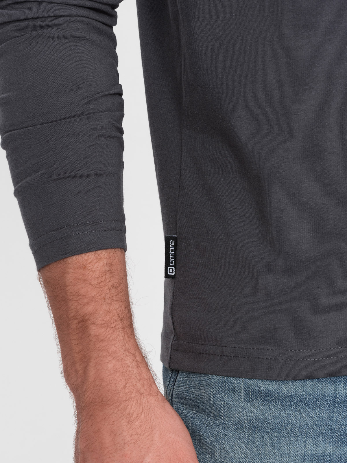 Ombre Men's unprinted longsleeve with a v-neck - graphite