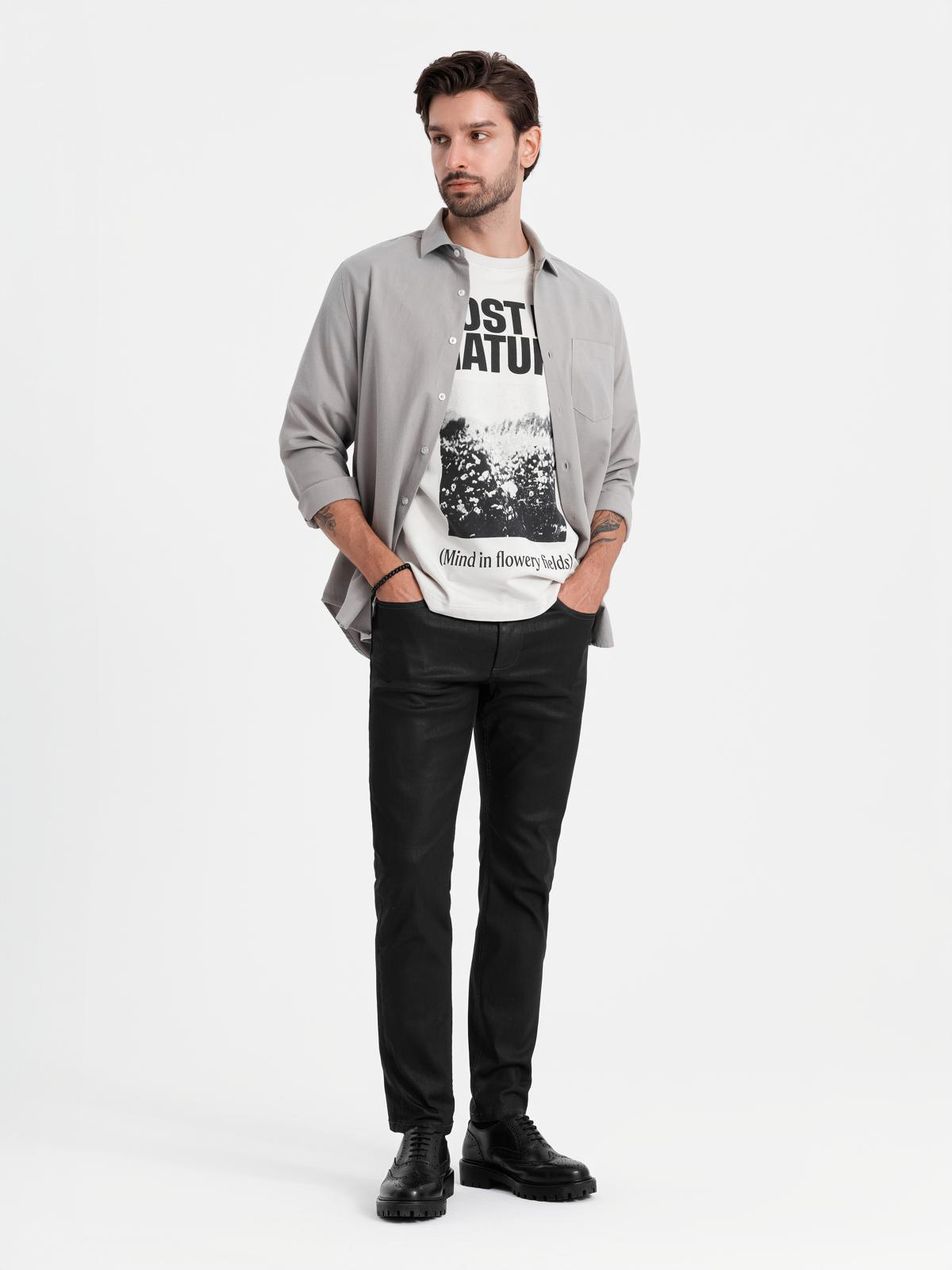 Ombre Men's REGULAR FIT shirt with pocket - gray