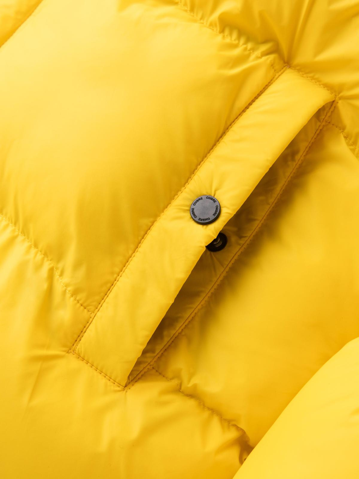 Ombre Men&#039;s puffer jacket with check lining - yellow