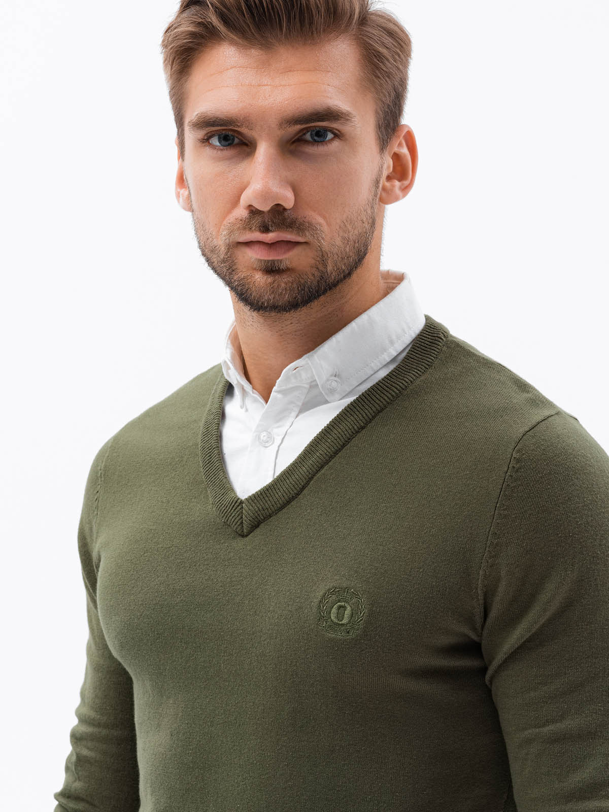 Ombre Men's sweater with white collar