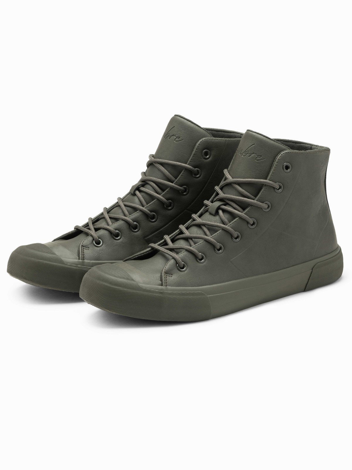 Ombre Men&#039;s high-top sneakers with rubber toecap - olive
