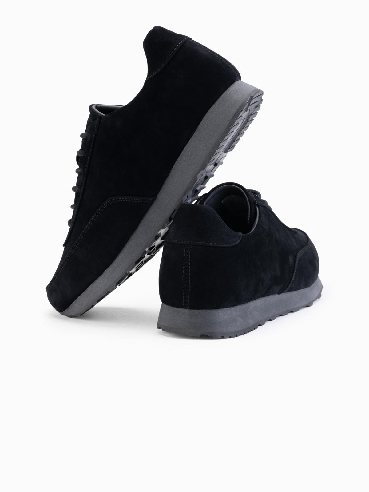 Ombre Men&#039;s sports shoes sneakers in eco leather with suede finish- black