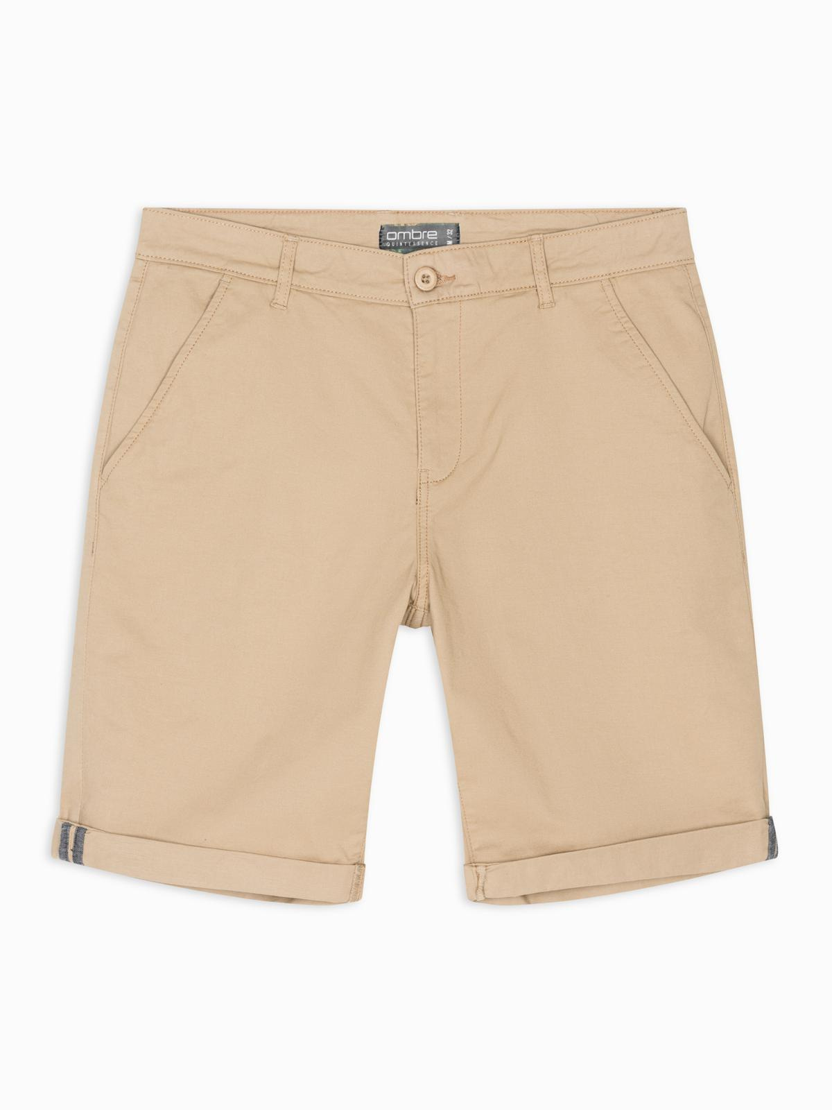 Ombre Classic men's chino shorts with rolled up leg - beige