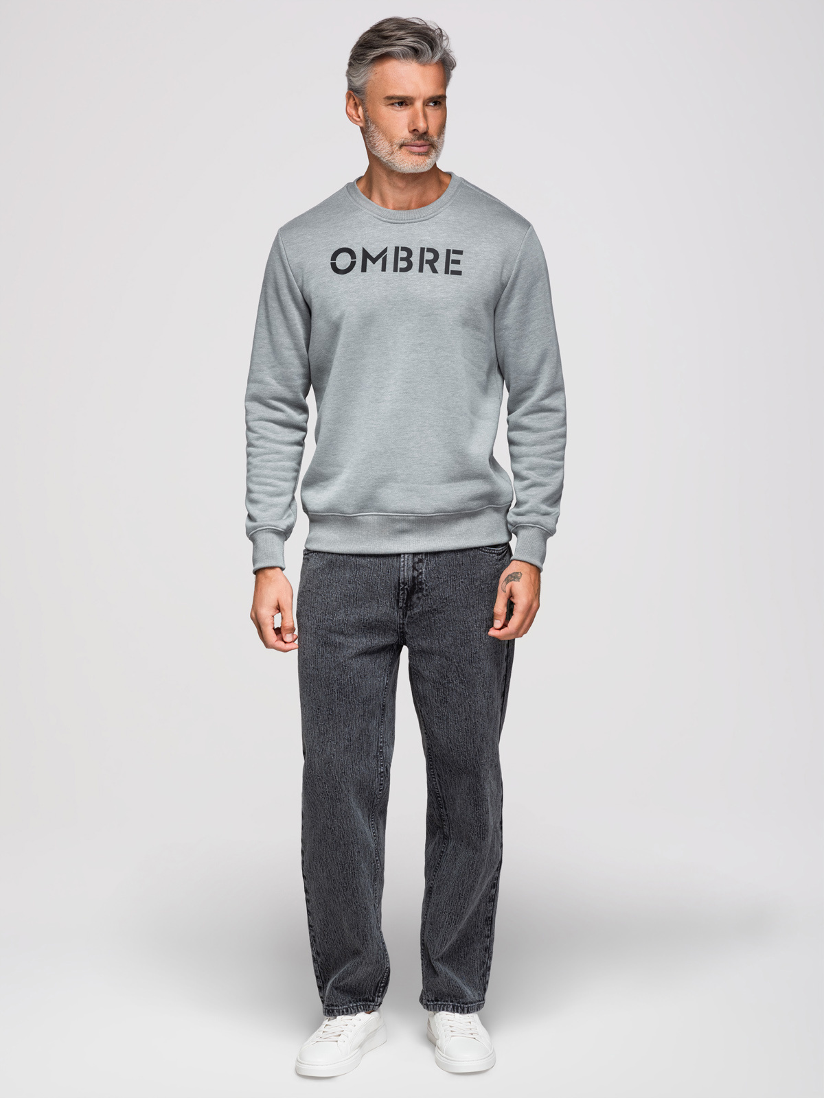 Ombre Classic men's sweatshirt with inscription - gray melange