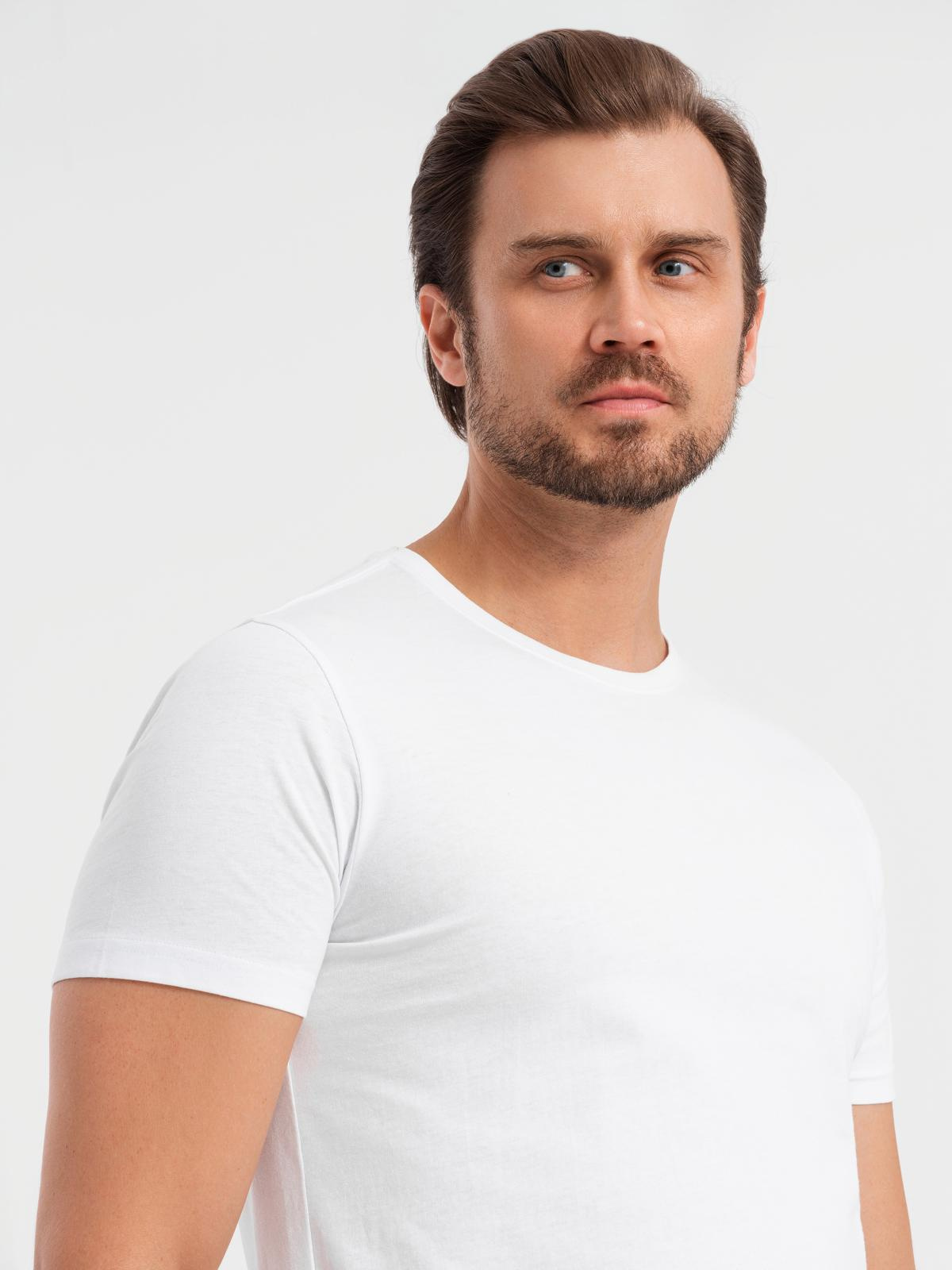 Ombre BASIC men's cotton shirt set with round neckline - gray-green/white/beige
