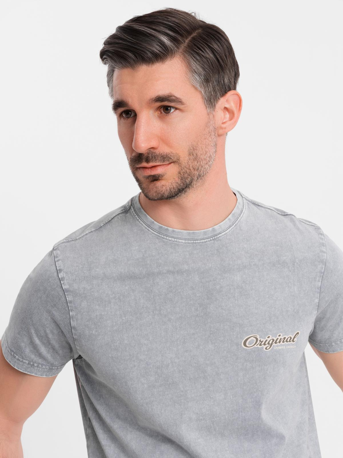 Ombre Cotton t-shirt printed on chest and back - gray
