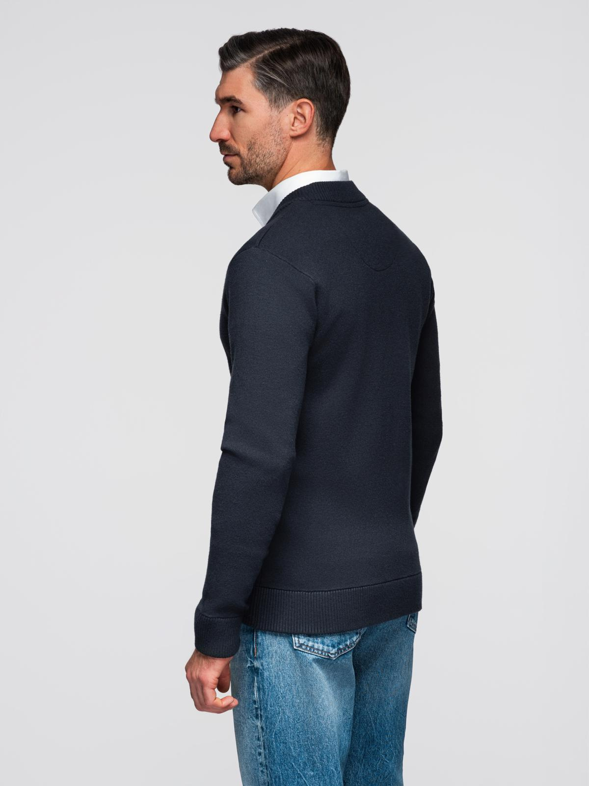 Ombre Men&#039;s smooth zip sweater - navy blue