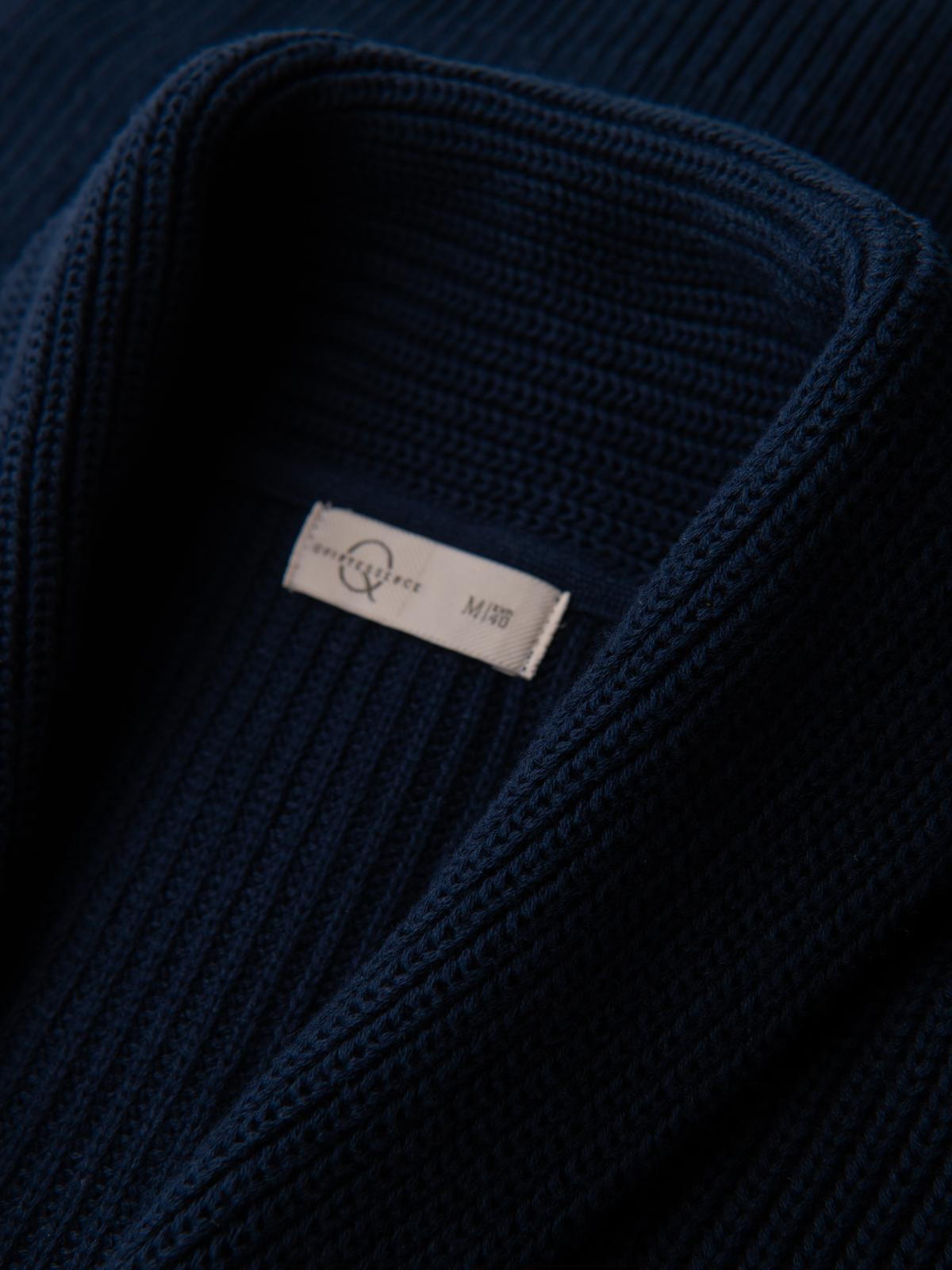 Ombre Men's cotton cardigan sweater with shawl collar - navy blue