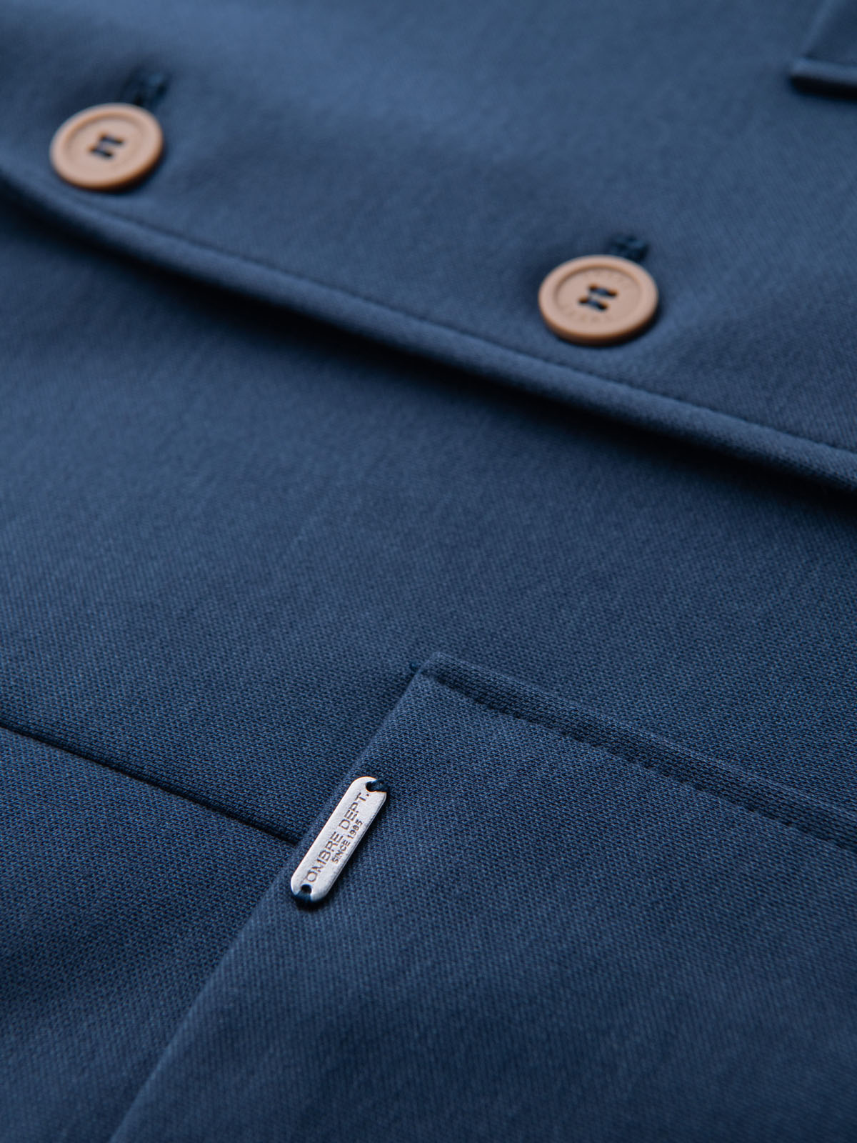 Ombre Men's SLIM knit jacket with subtle texture - dark blue