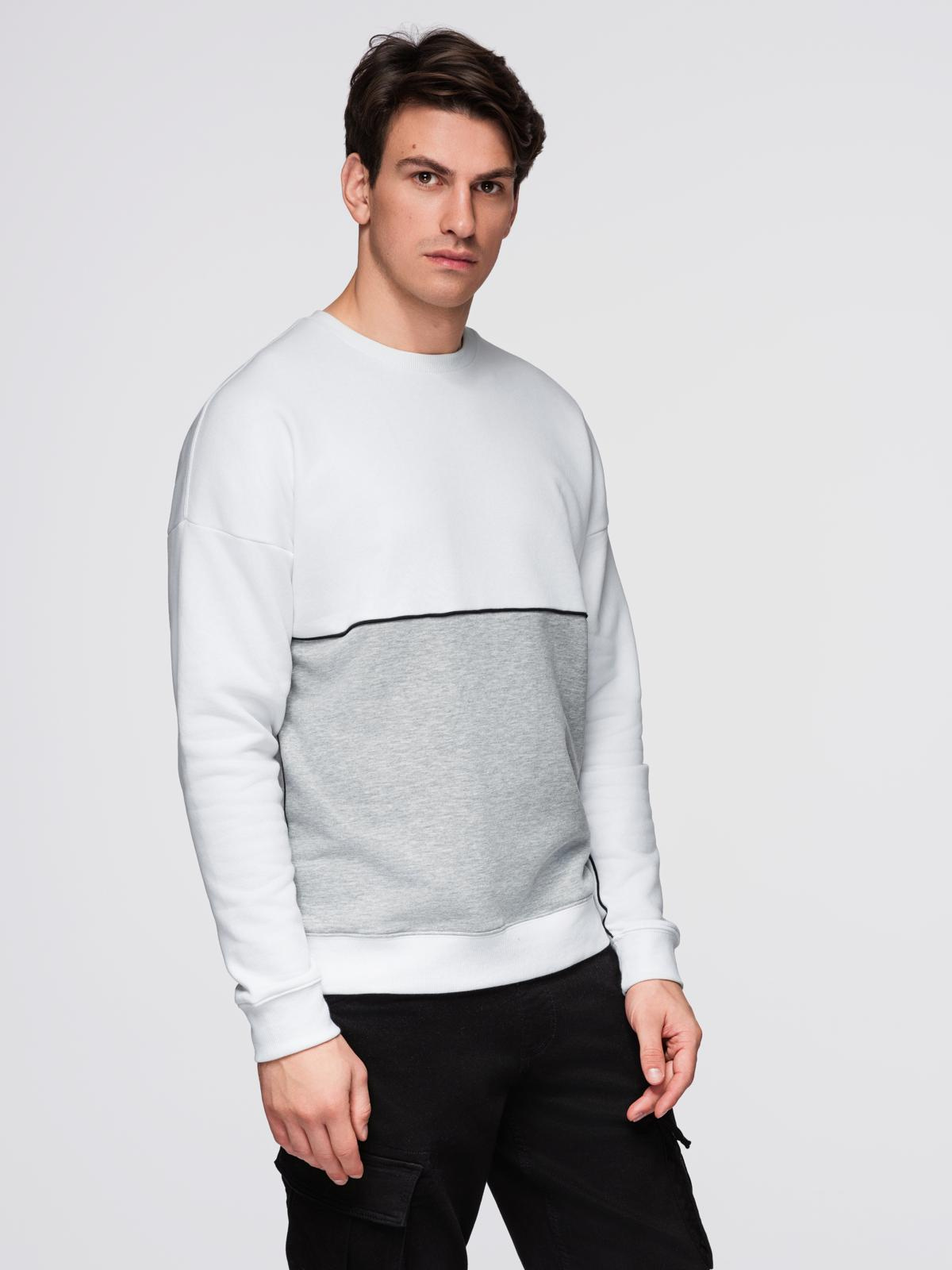 Ombre Men&#039;s OVERSIZE sweatshirt with contrasting color combination - white and gray